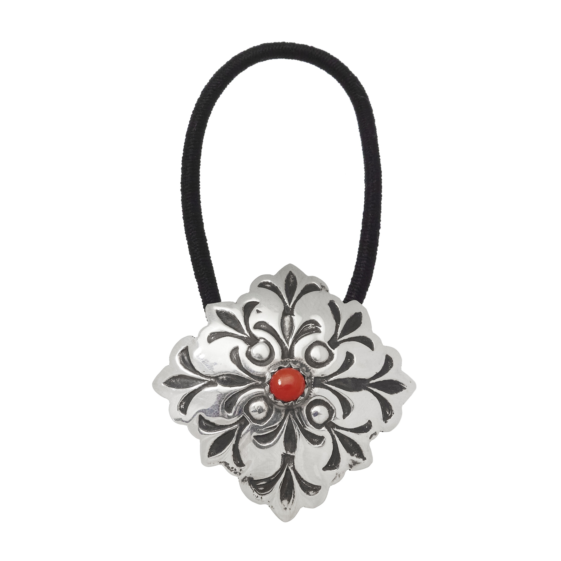 Coral and silver hairband, CHOU09 - Harpo Paris