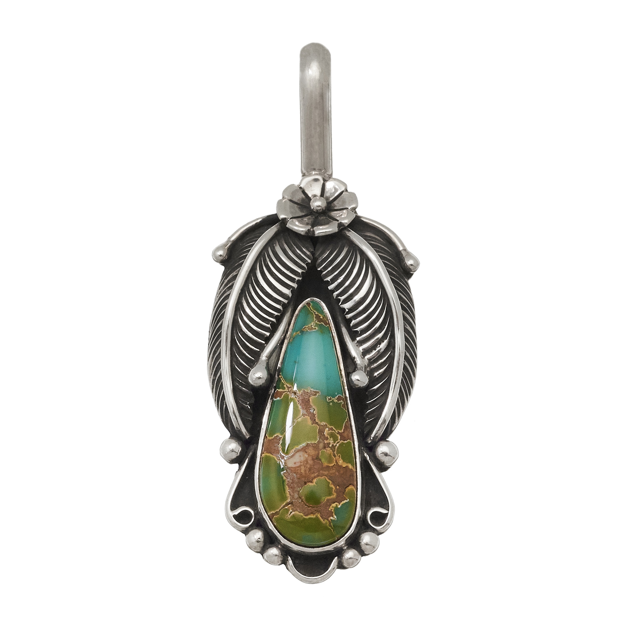 Turquoise and silver pendant PE594 - Harpo Paris