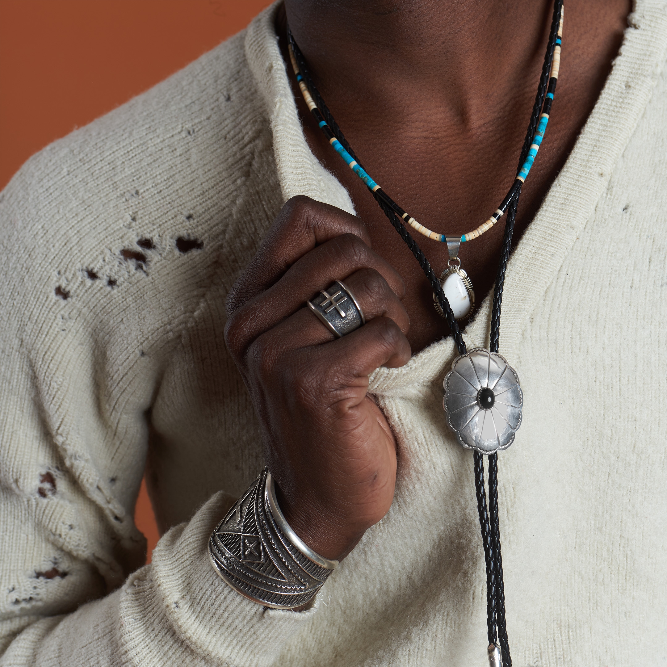 Bague Navajo en argent mat BA1633 - Harpo Paris