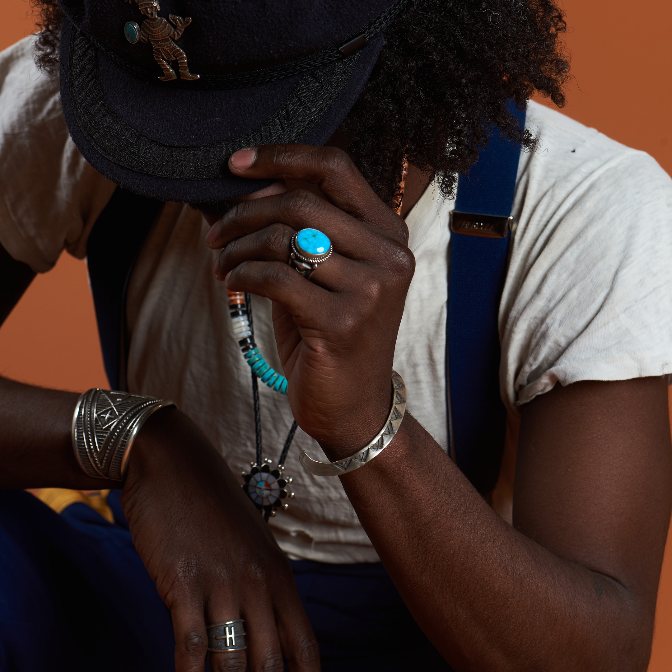 Silver and turquoise brooch BRO100 - Harpo Paris