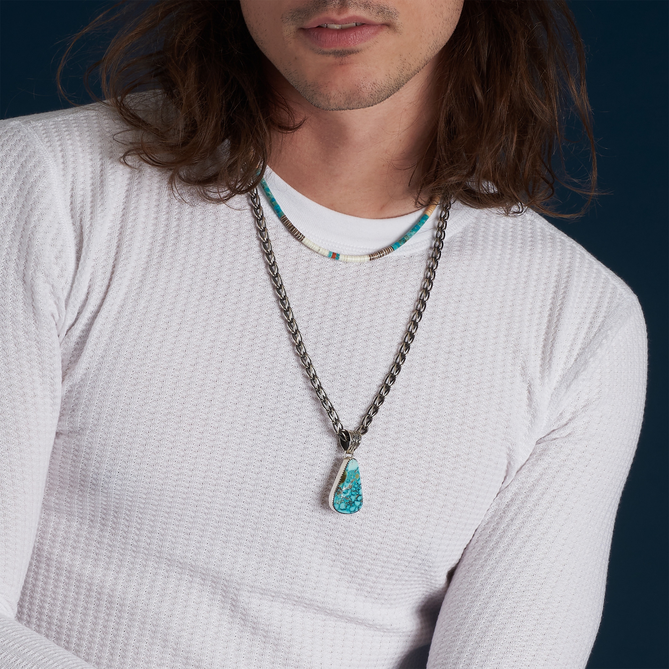 Turquoise Navajo pendant PE607 - Harpo Paris
