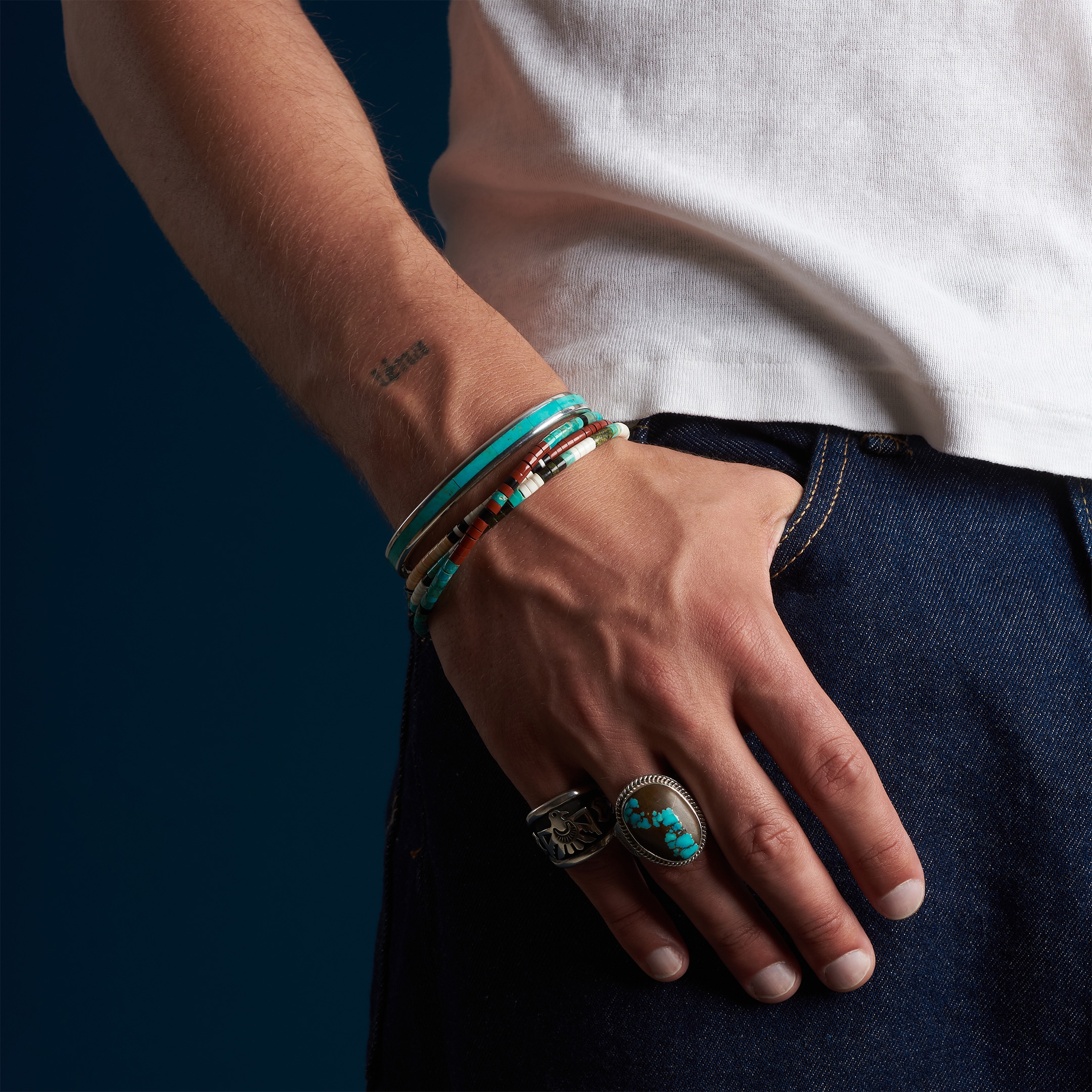 Bracelet Pueblo pour homme en turquoise et pierre BRP04 - Harpo Paris