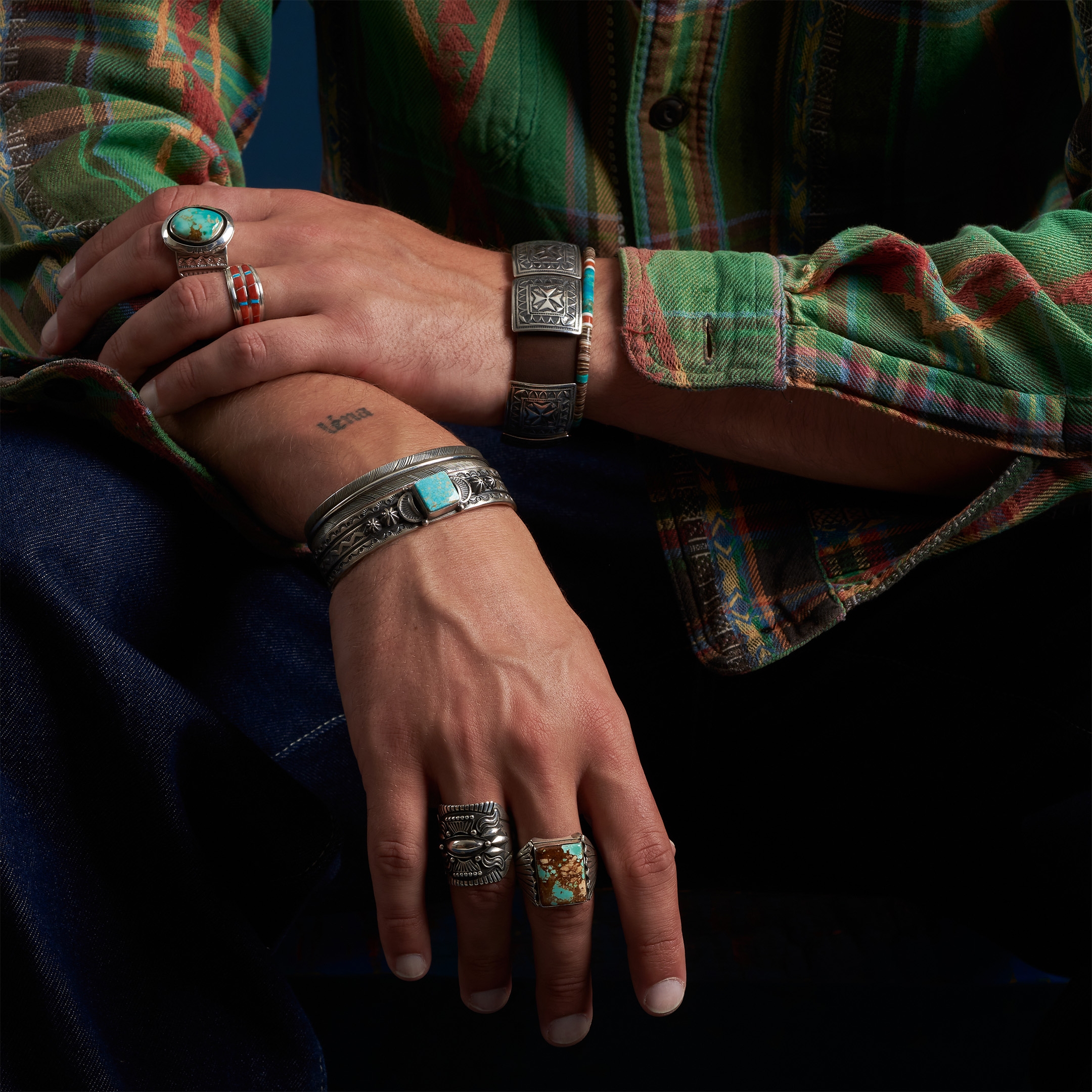 Silver and turquoise bracelet BR917 - Harpo Paris