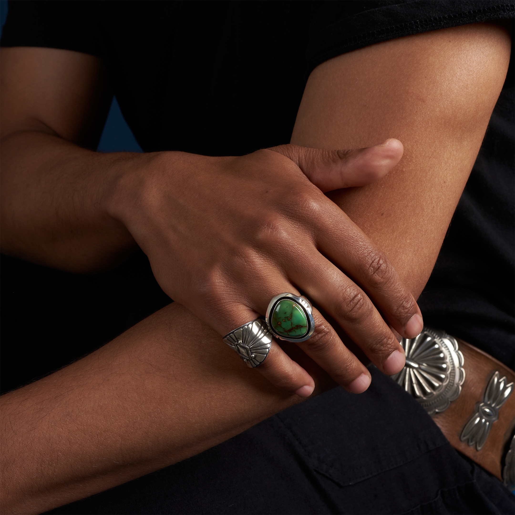 Bague Navajo en argent mat BA1623 - Harpo Paris