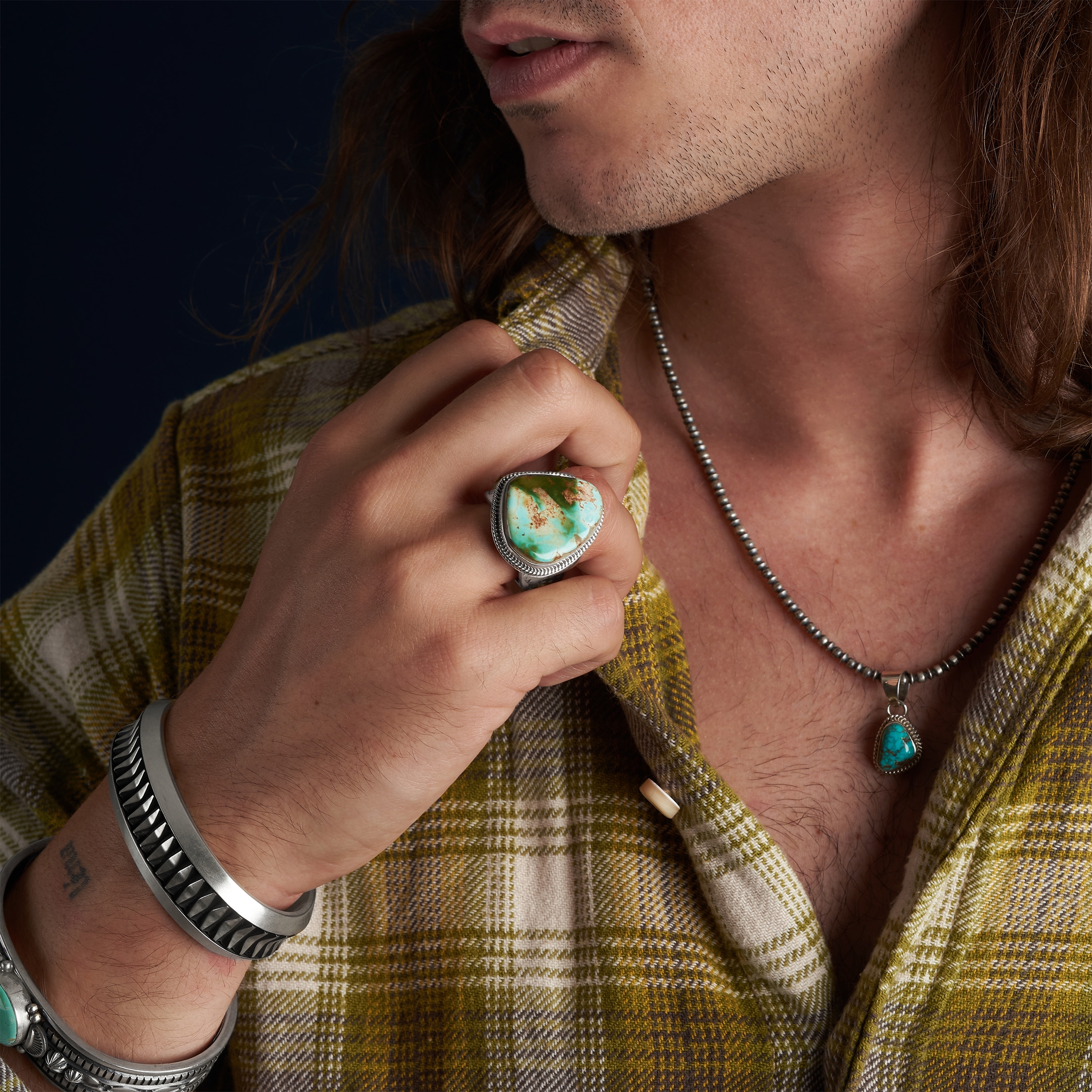 Bague Navajo en turquoise et argent BA1684 - Harpo Paris