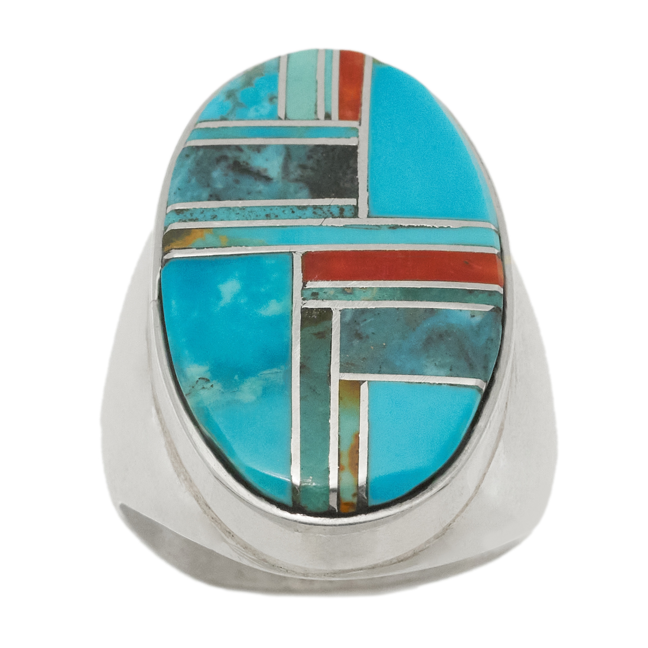 Navajo ring in marquetry and silver BA1712 - Harpo Paris