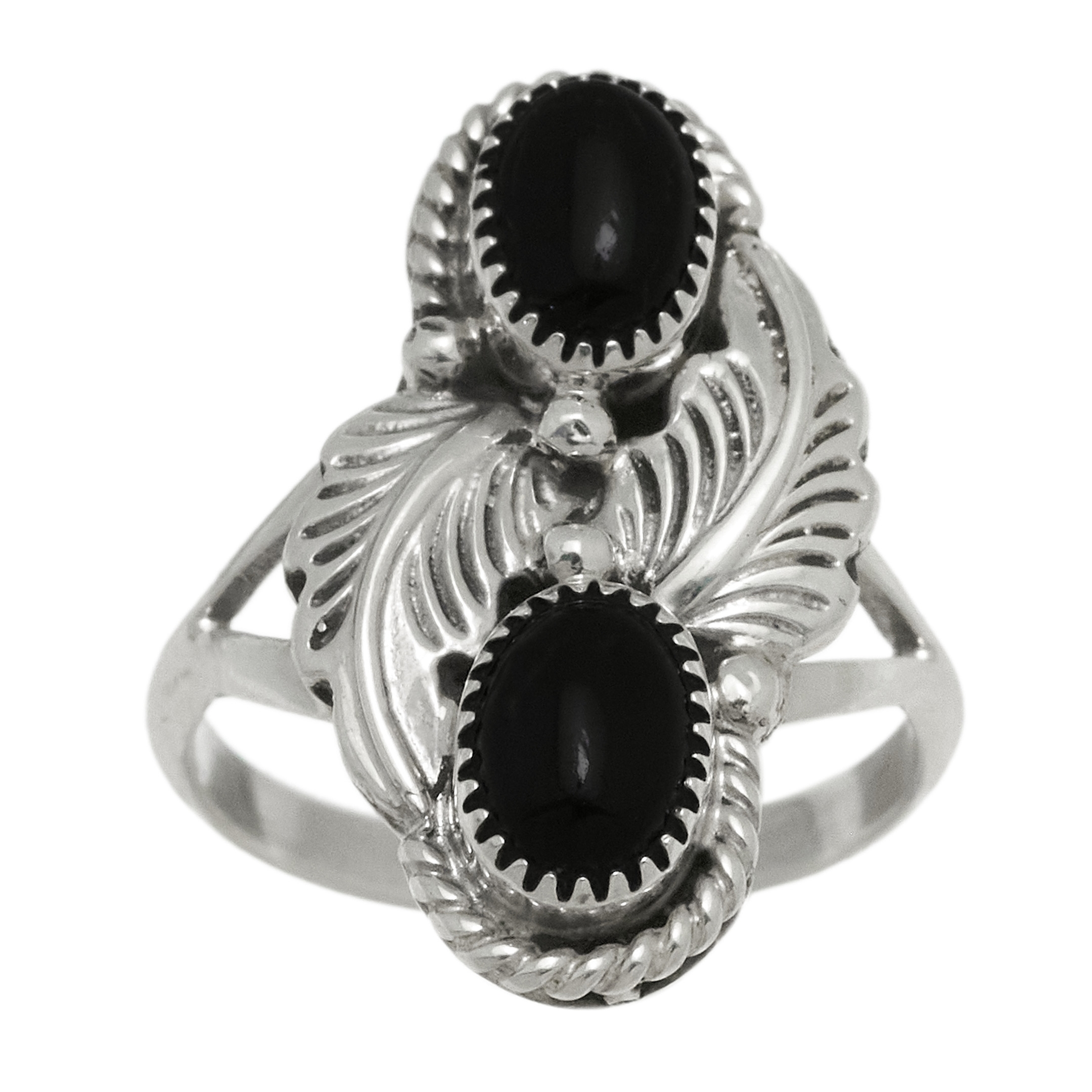 Navajo ring in onyx and sterling silver BA1715 - Harpo Paris