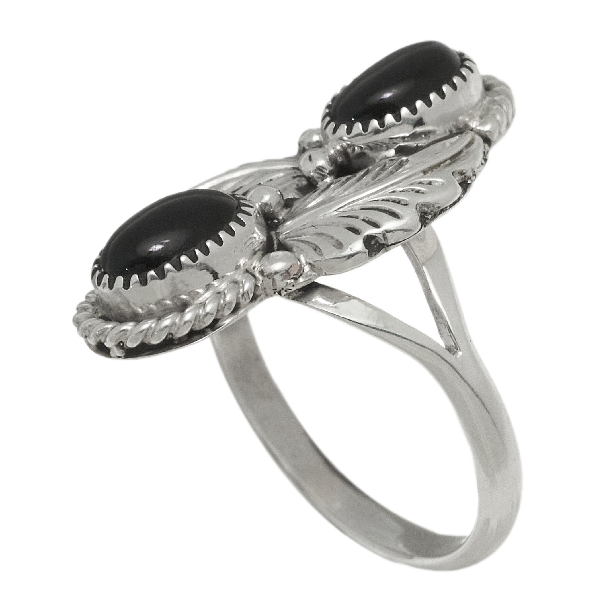 Bague Navajo en onyx et argent massif BA1715 - Harpo Paris