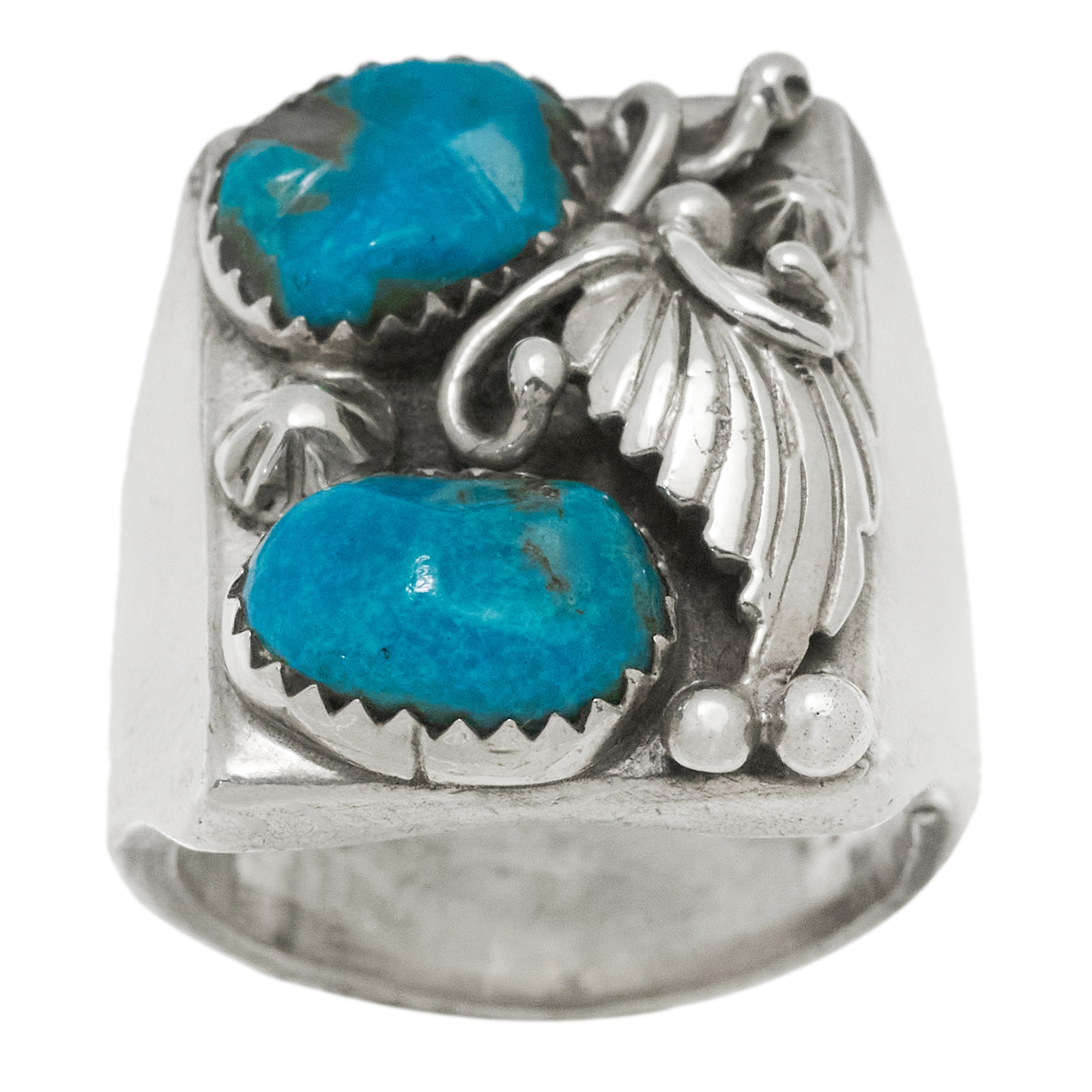 Turquoises and silver ring BA1746 - Harpo Paris
