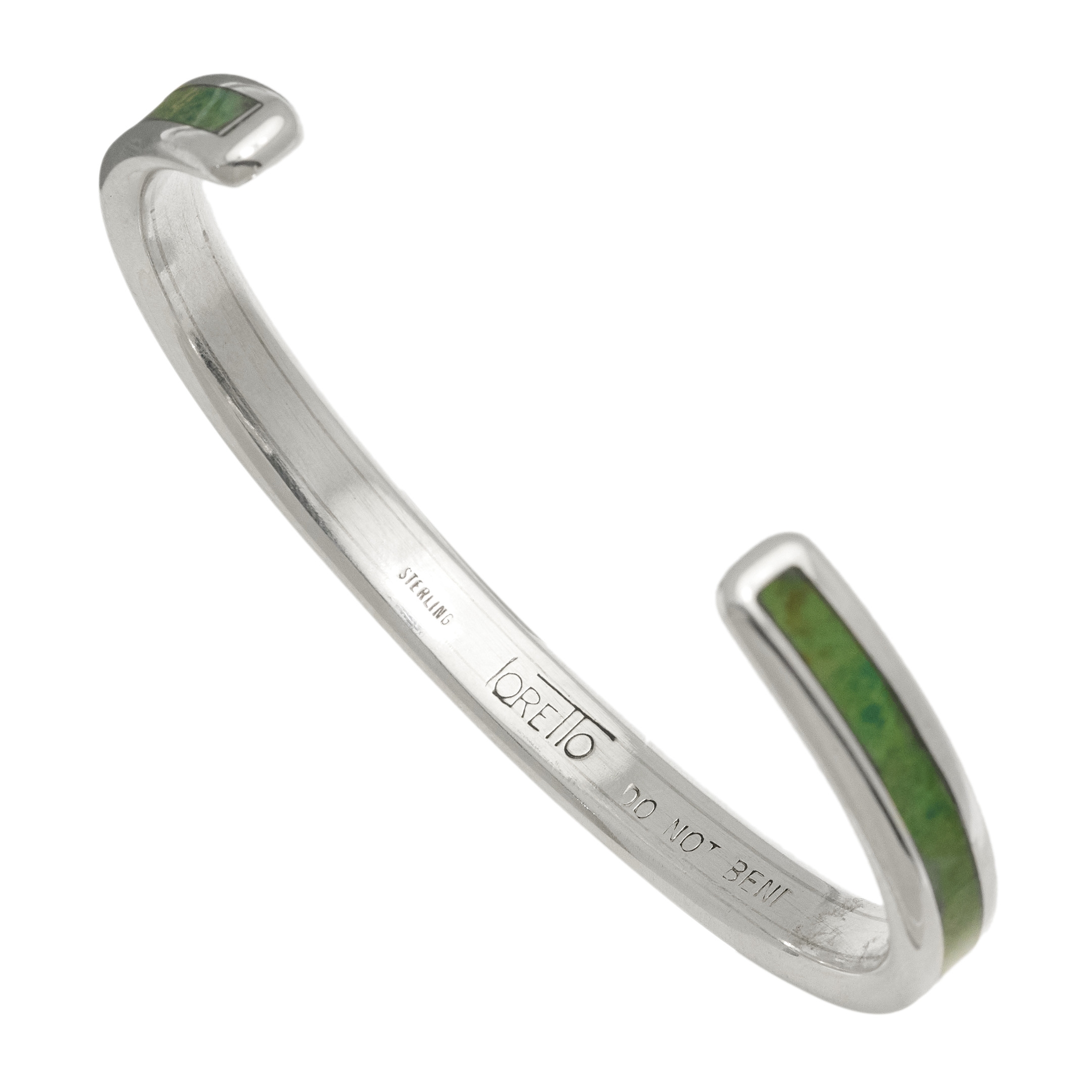 Gaspeite and silver inlay bracelet BR923 - Harpo Paris