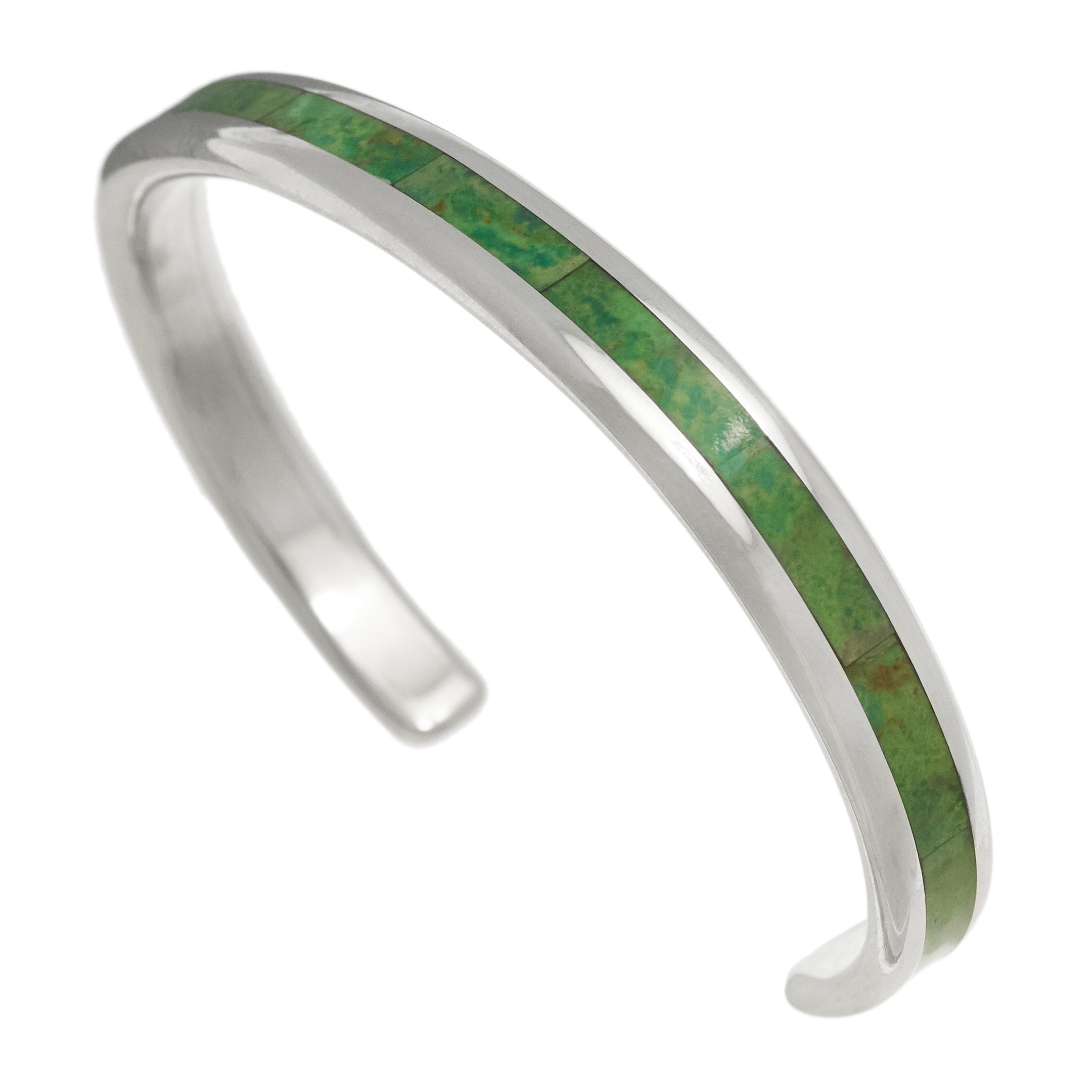 Gaspeite and silver inlay bracelet BR923 - Harpo Paris