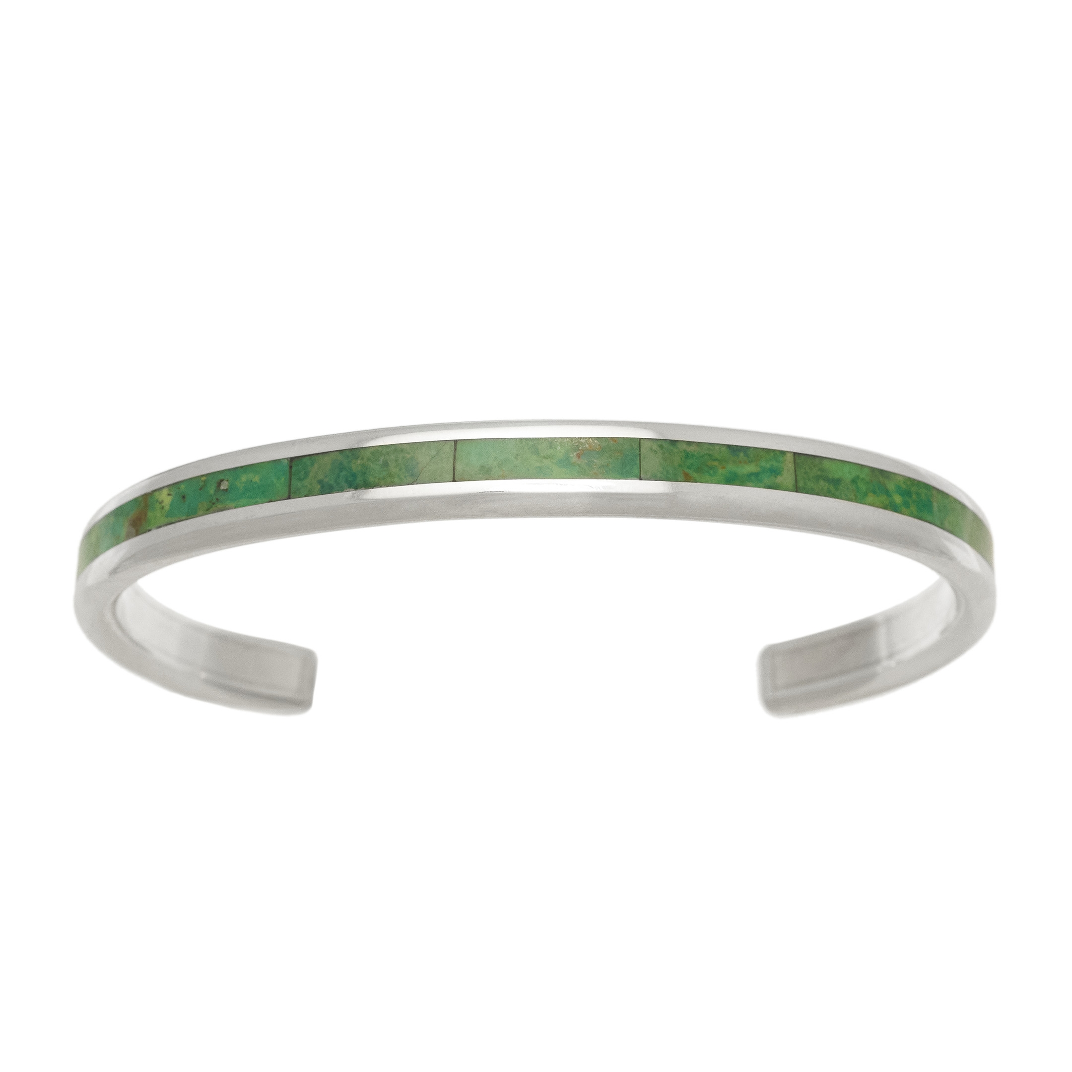 Gaspeite and silver inlay bracelet BR923 - Harpo Paris