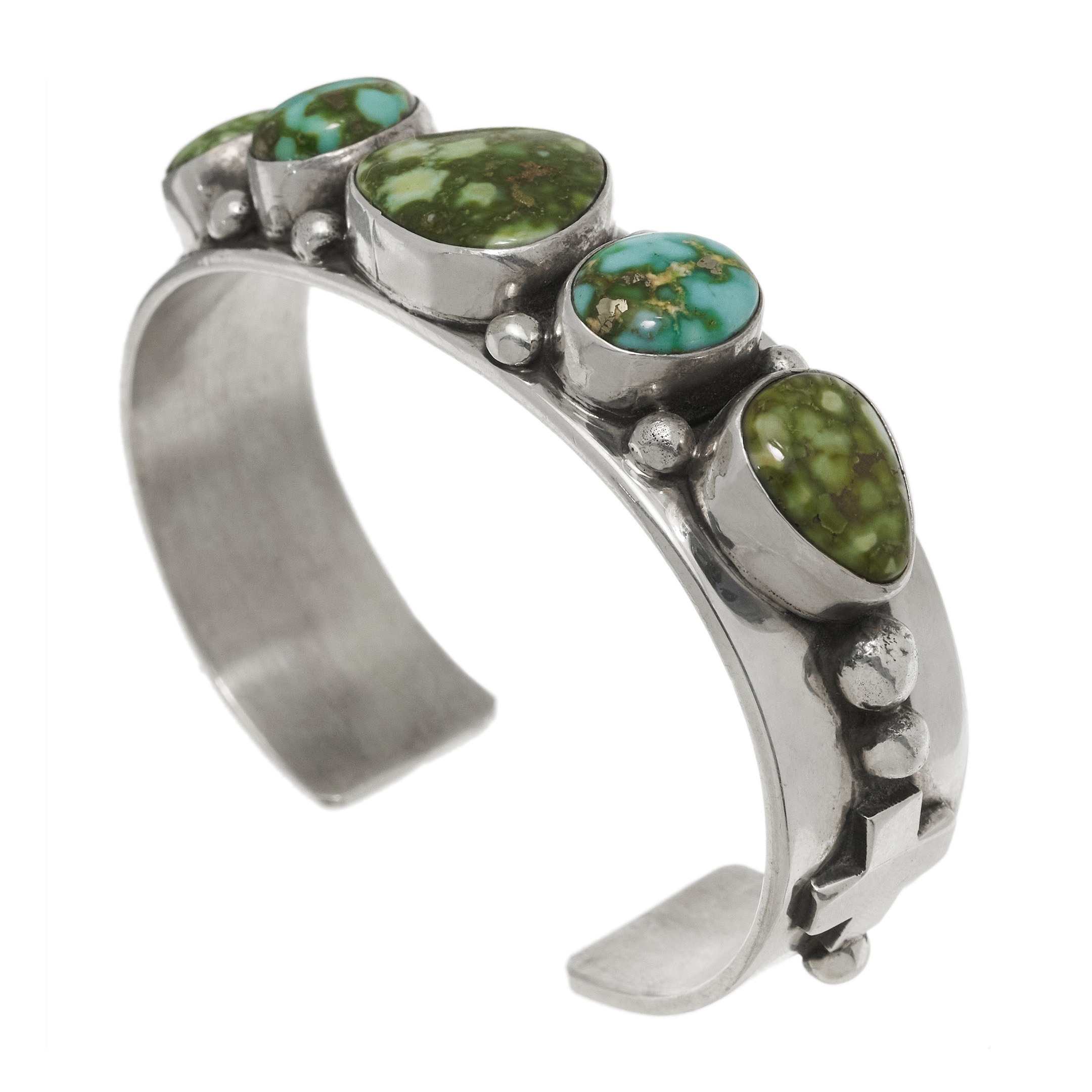 Turquoise and silver bracelet BR925 - Harpo Paris