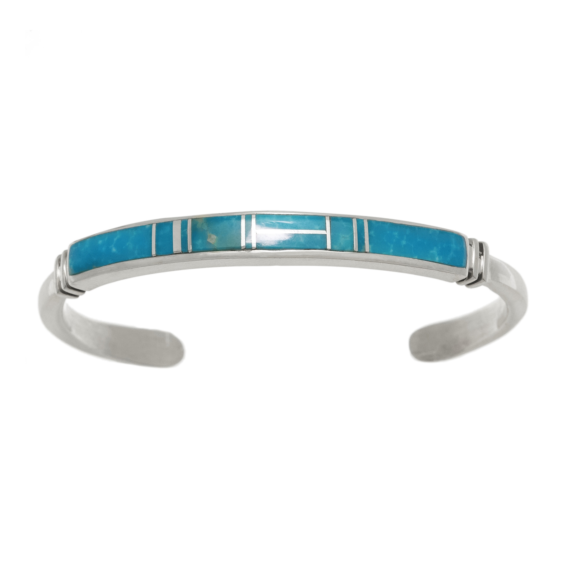 Inlay turquoise and silver bracelet BR929 - Harpo Paris