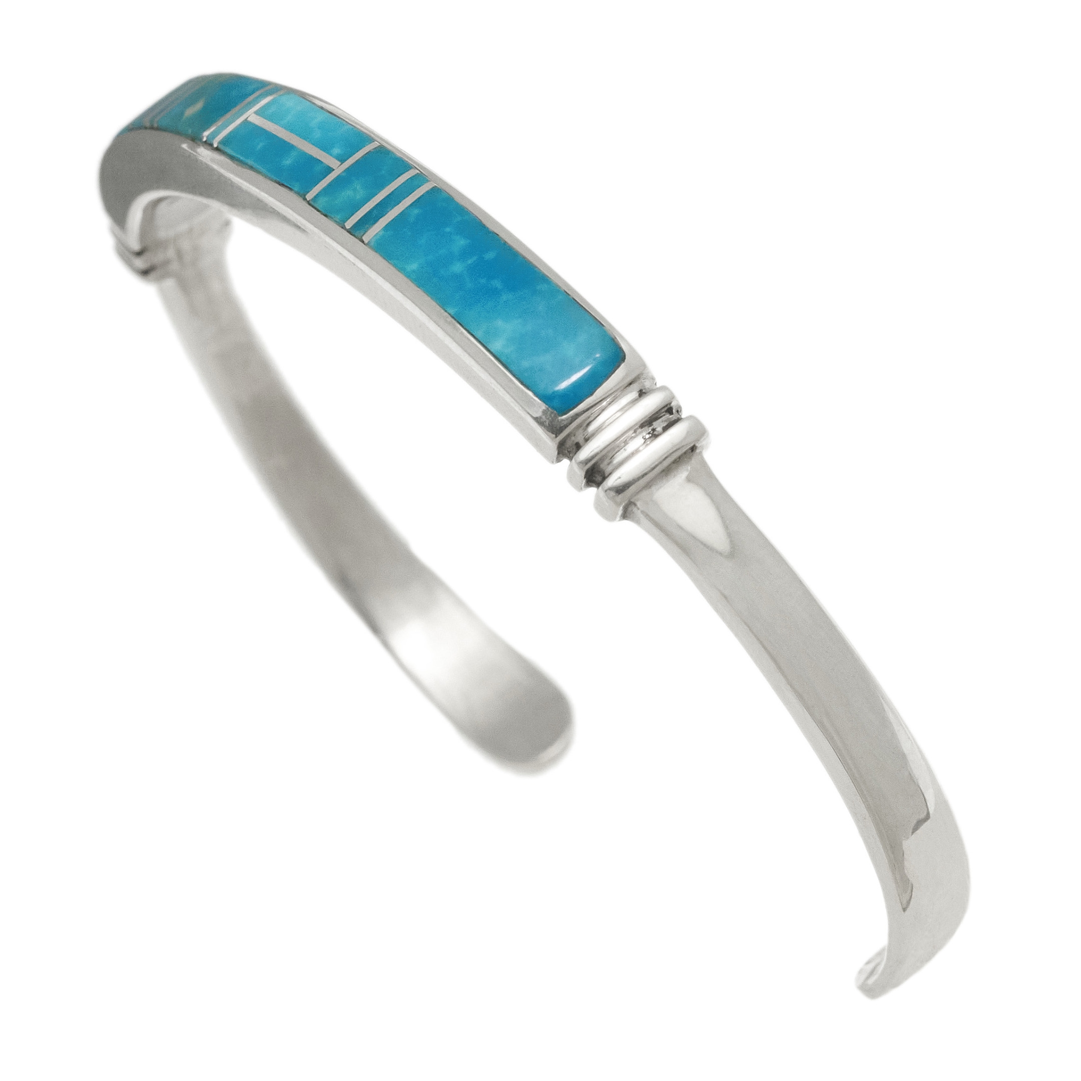 Inlay turquoise and silver bracelet BR929 - Harpo Paris
