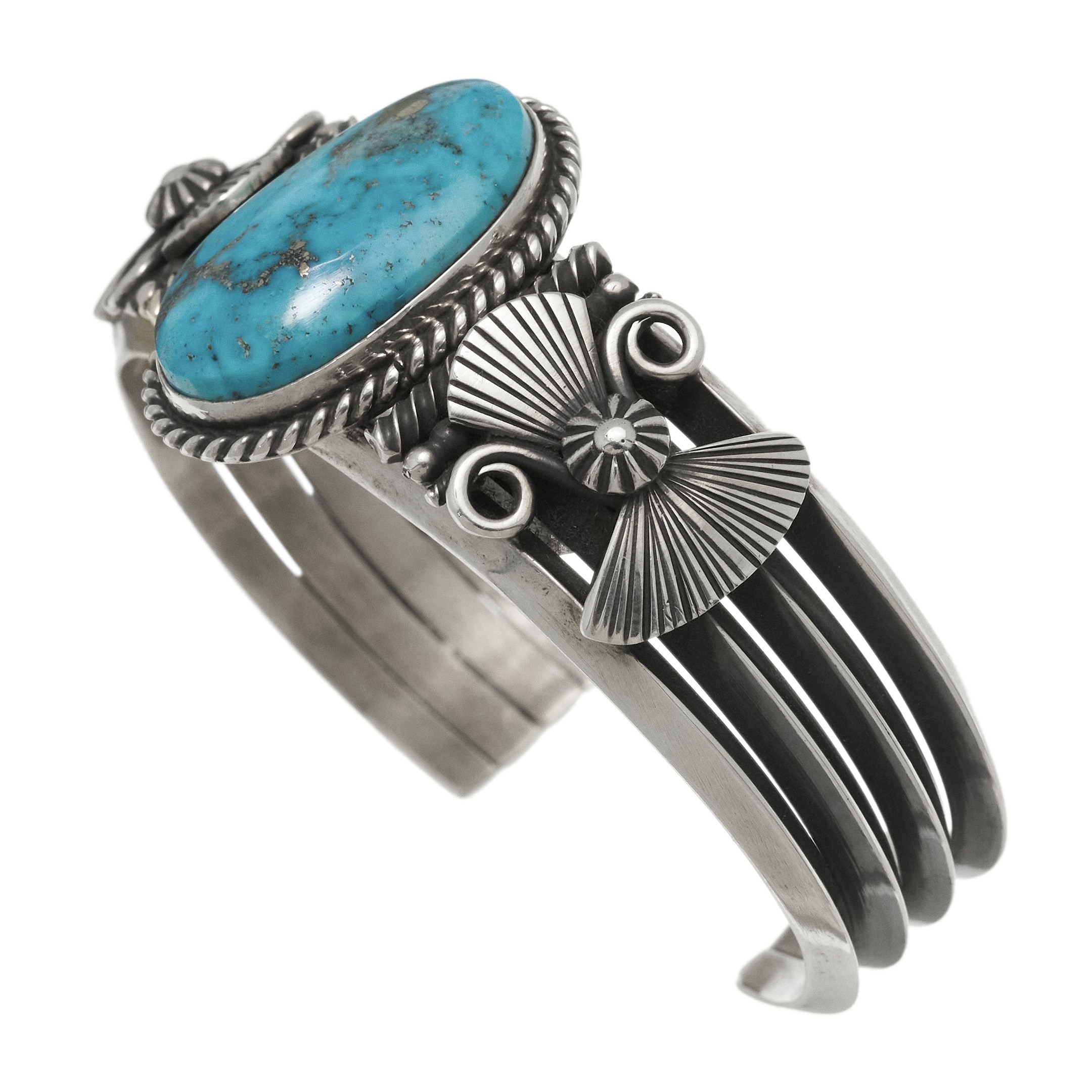 Bracelet turquoise et argent massif BR932 - Harpo Paris