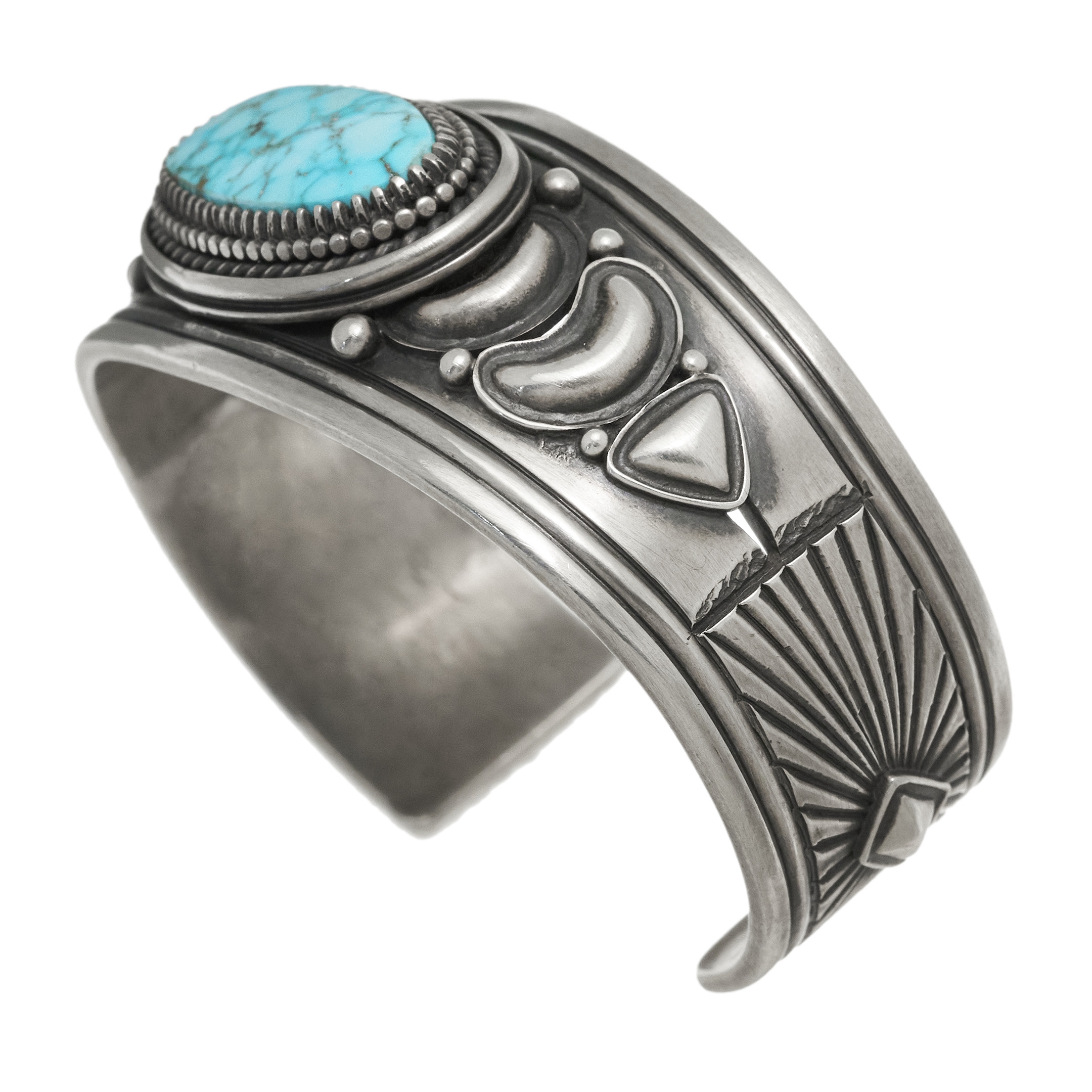 Bracelet turquoise et argent massif BR934 - Harpo Paris
