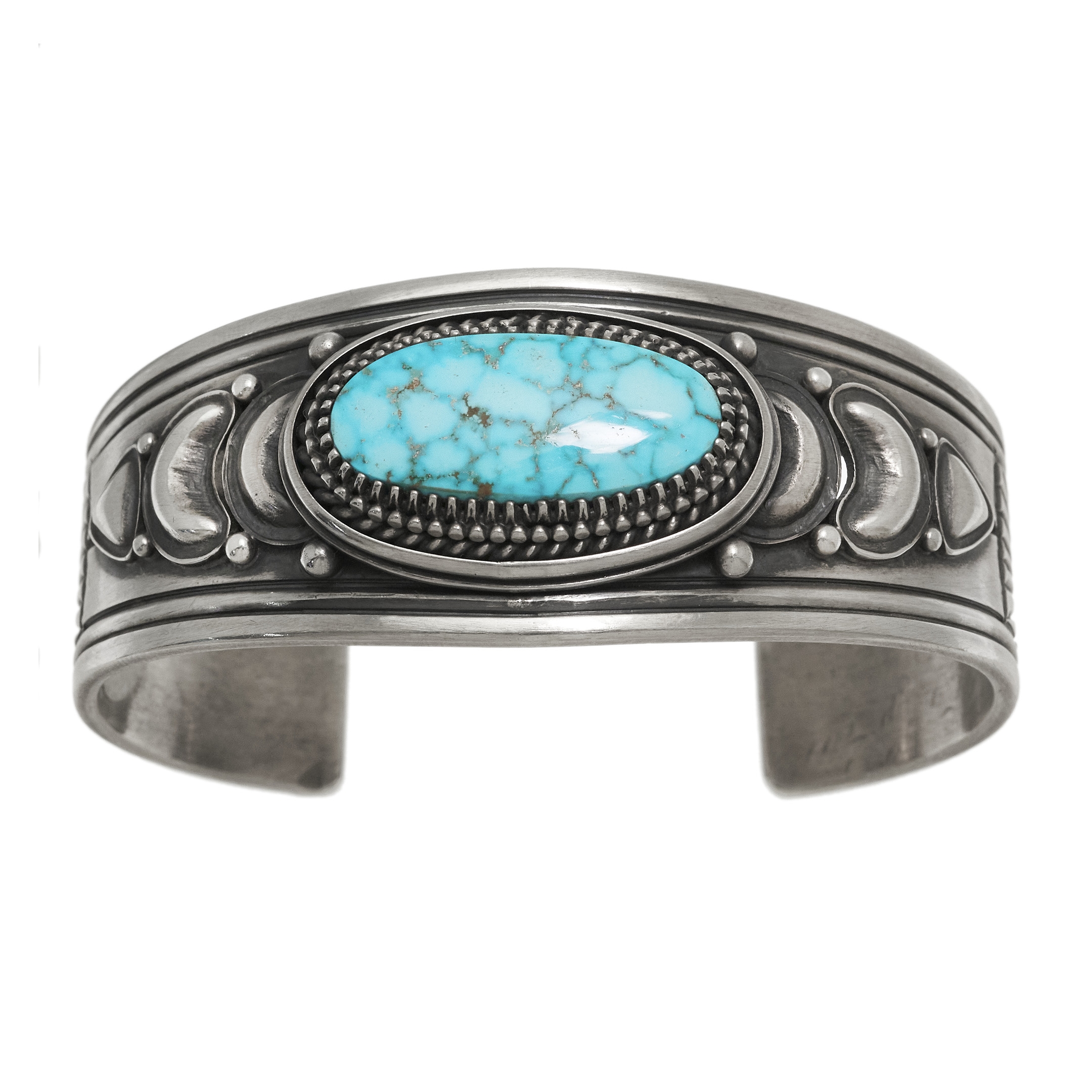 Bracelet turquoise et argent massif BR934 - Harpo Paris