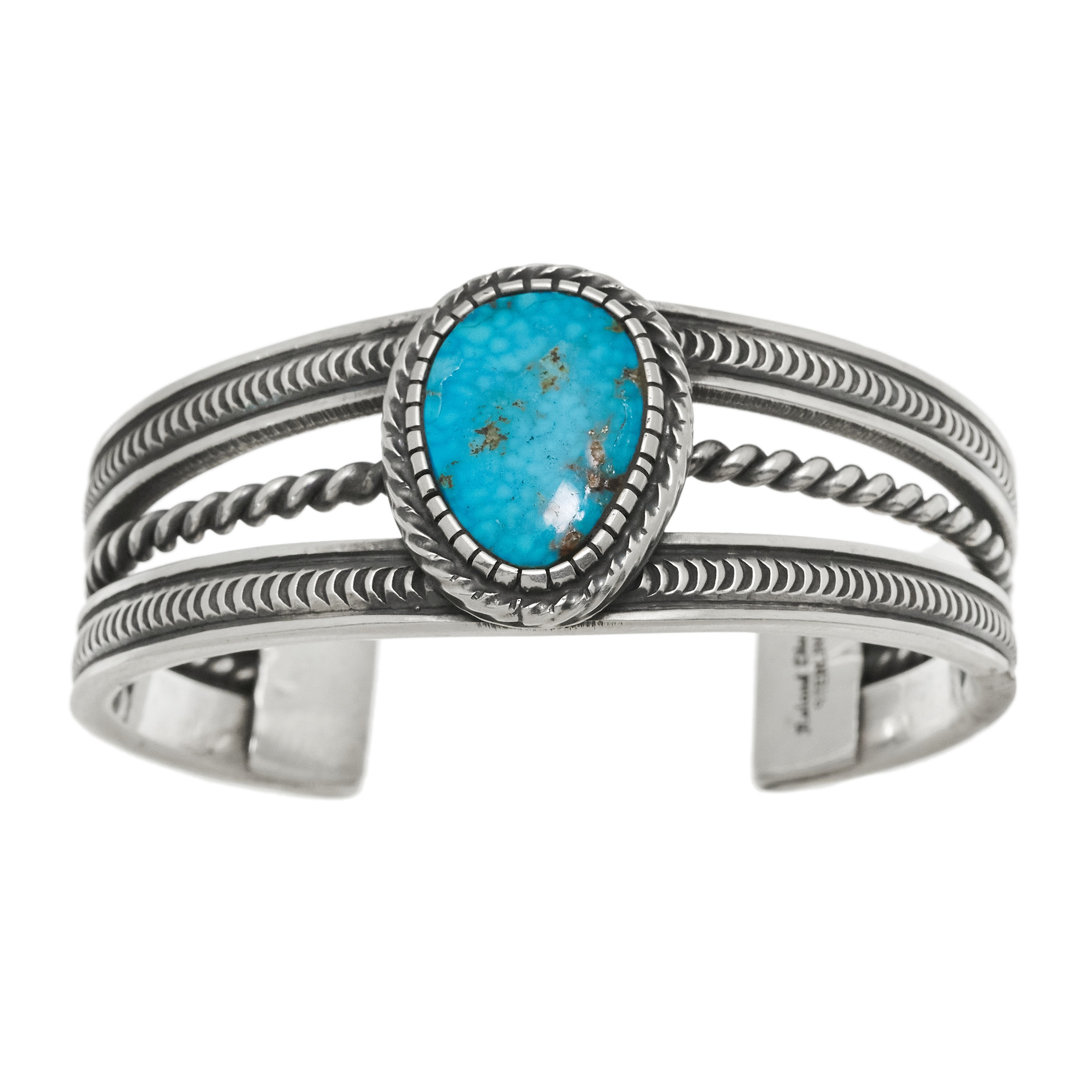 Bracelet turquoise et argent massif BR935 - Harpo Paris