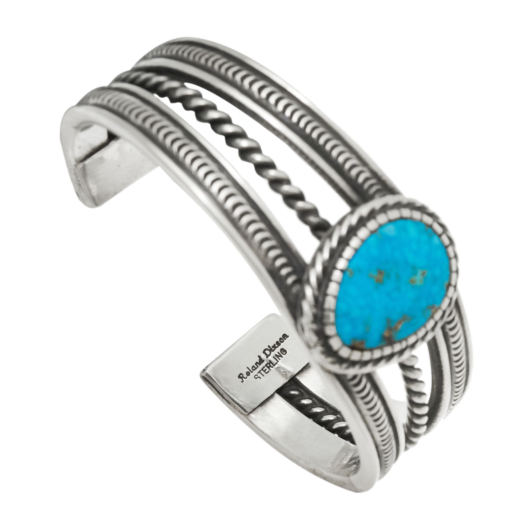Bracelet turquoise et argent massif BR935 - Harpo Paris