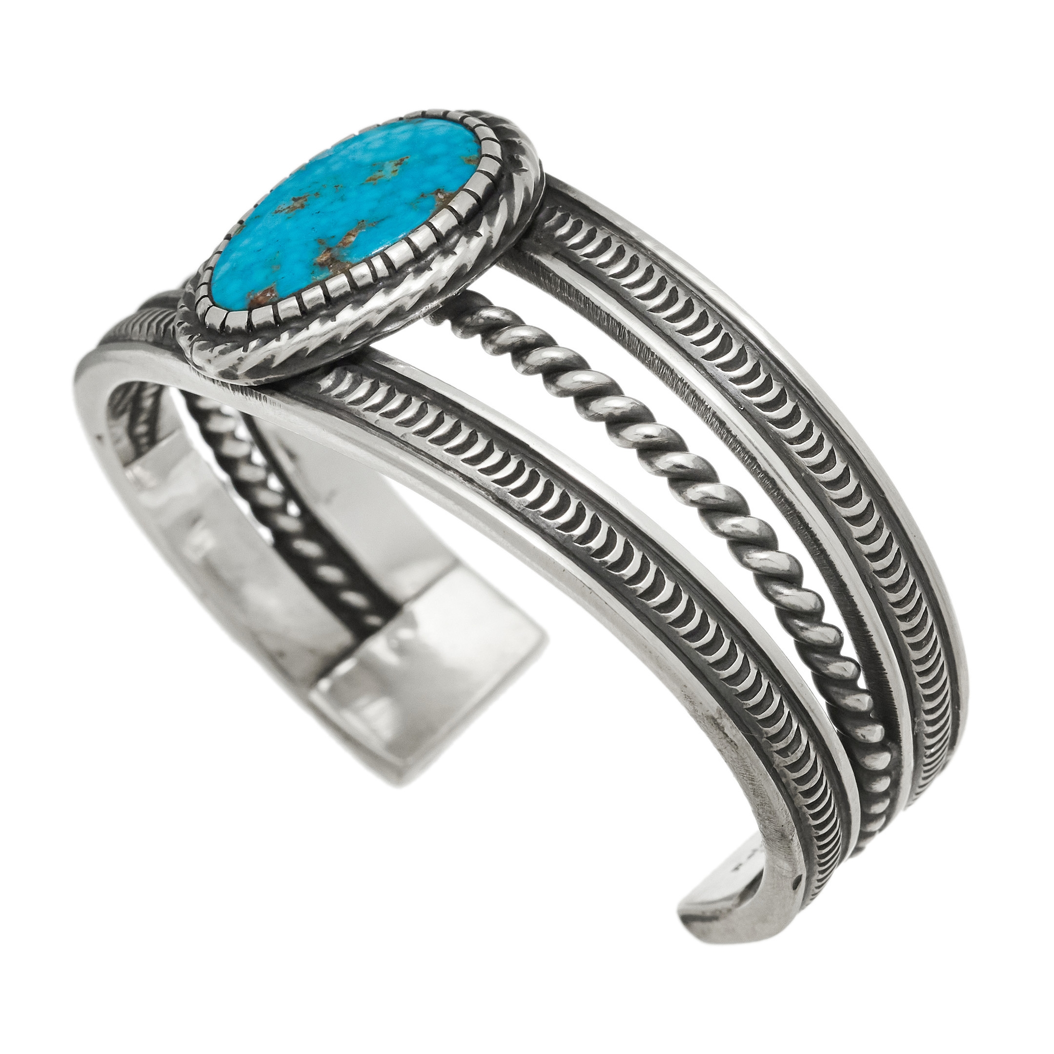 Turquoise and silver bracelet BR935 - Harpo Paris