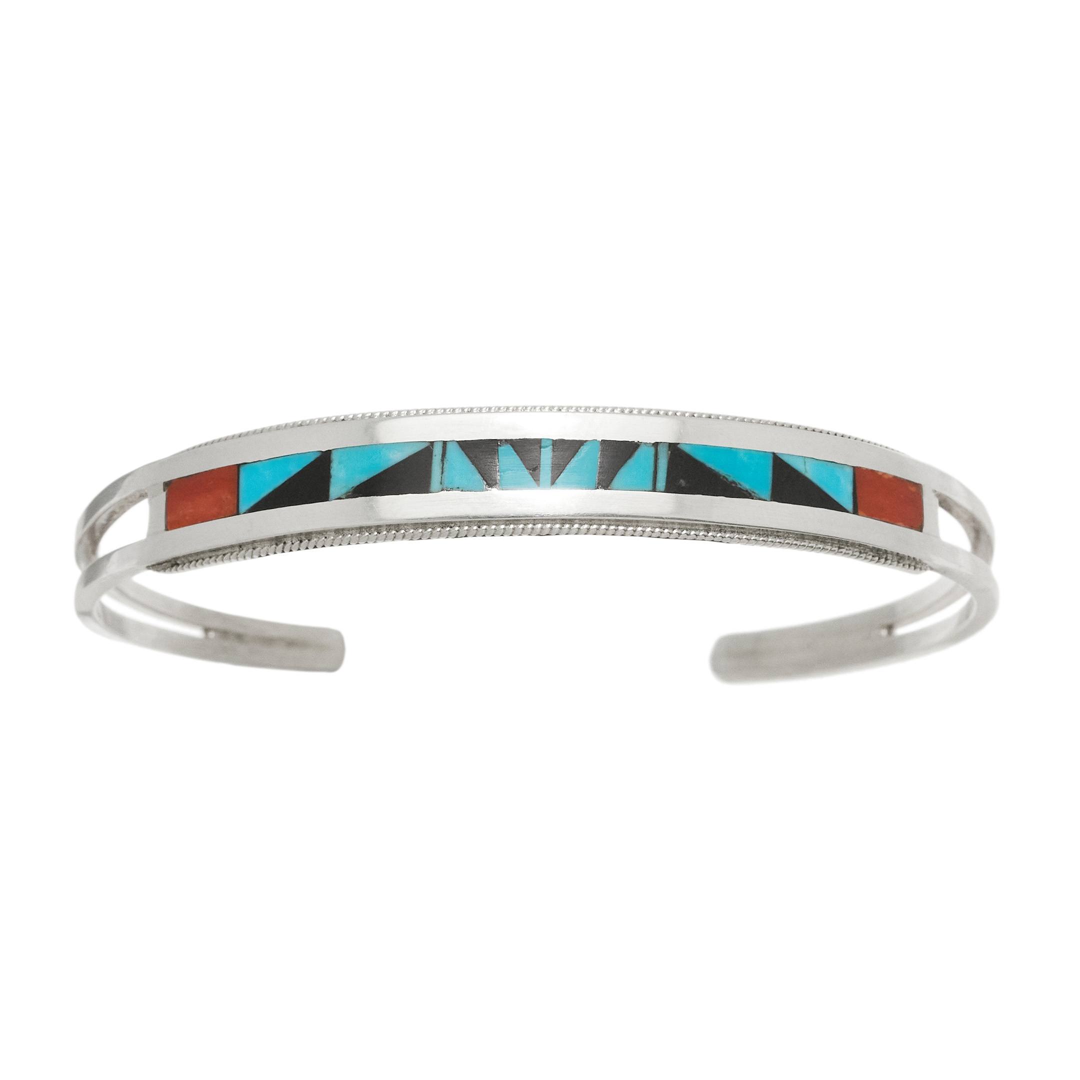 Zuni bracelet silver and inlay BR938 - Harpo Paris