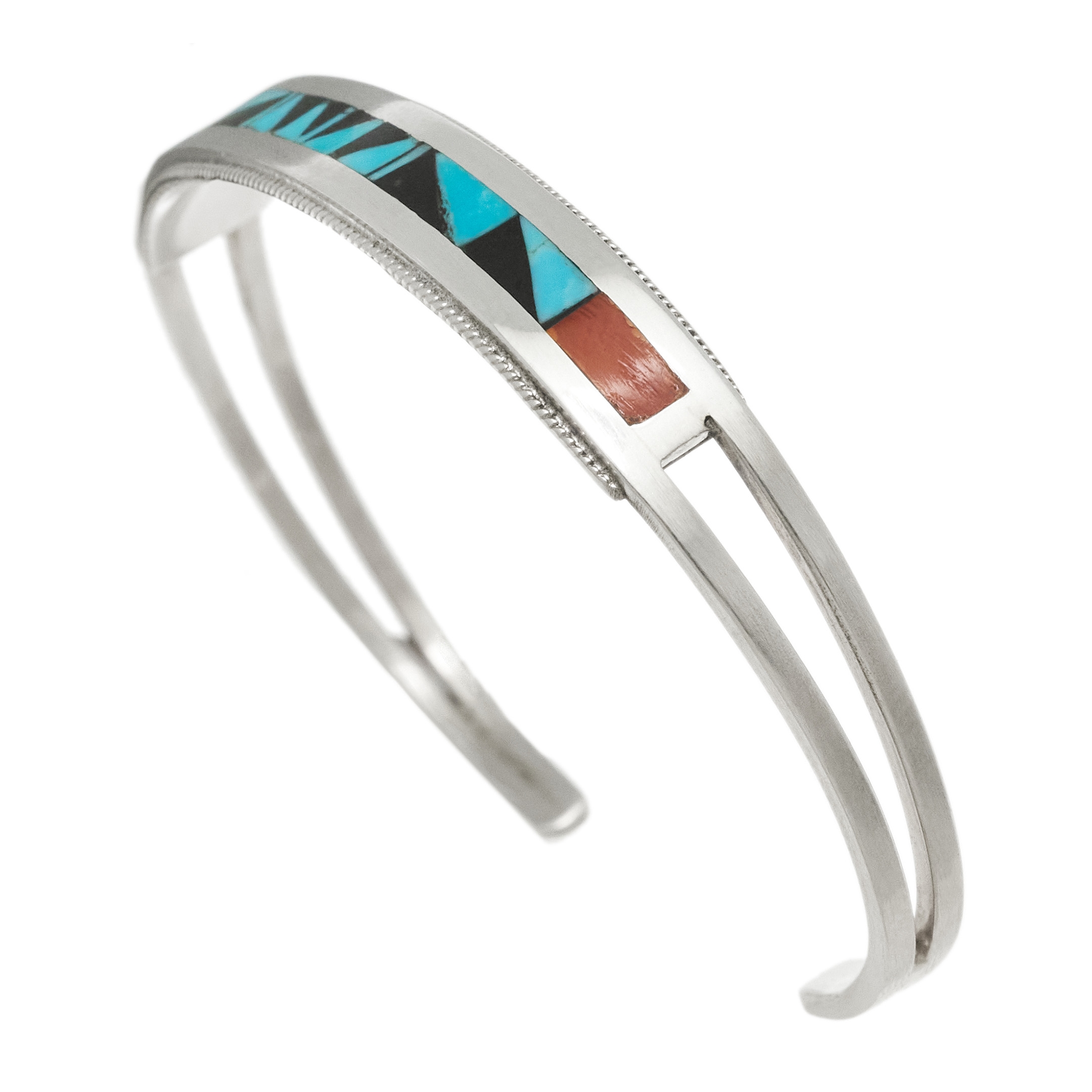 Zuni bracelet silver and inlay BR938 - Harpo Paris