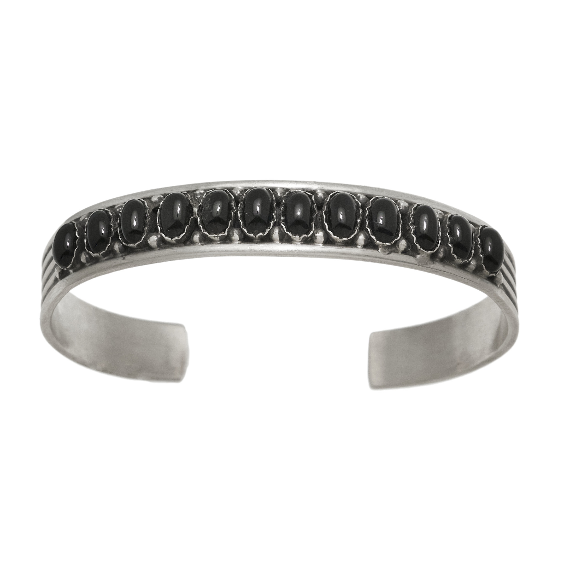 Onyx bracelet set in silver BR940 - Harpo Paris