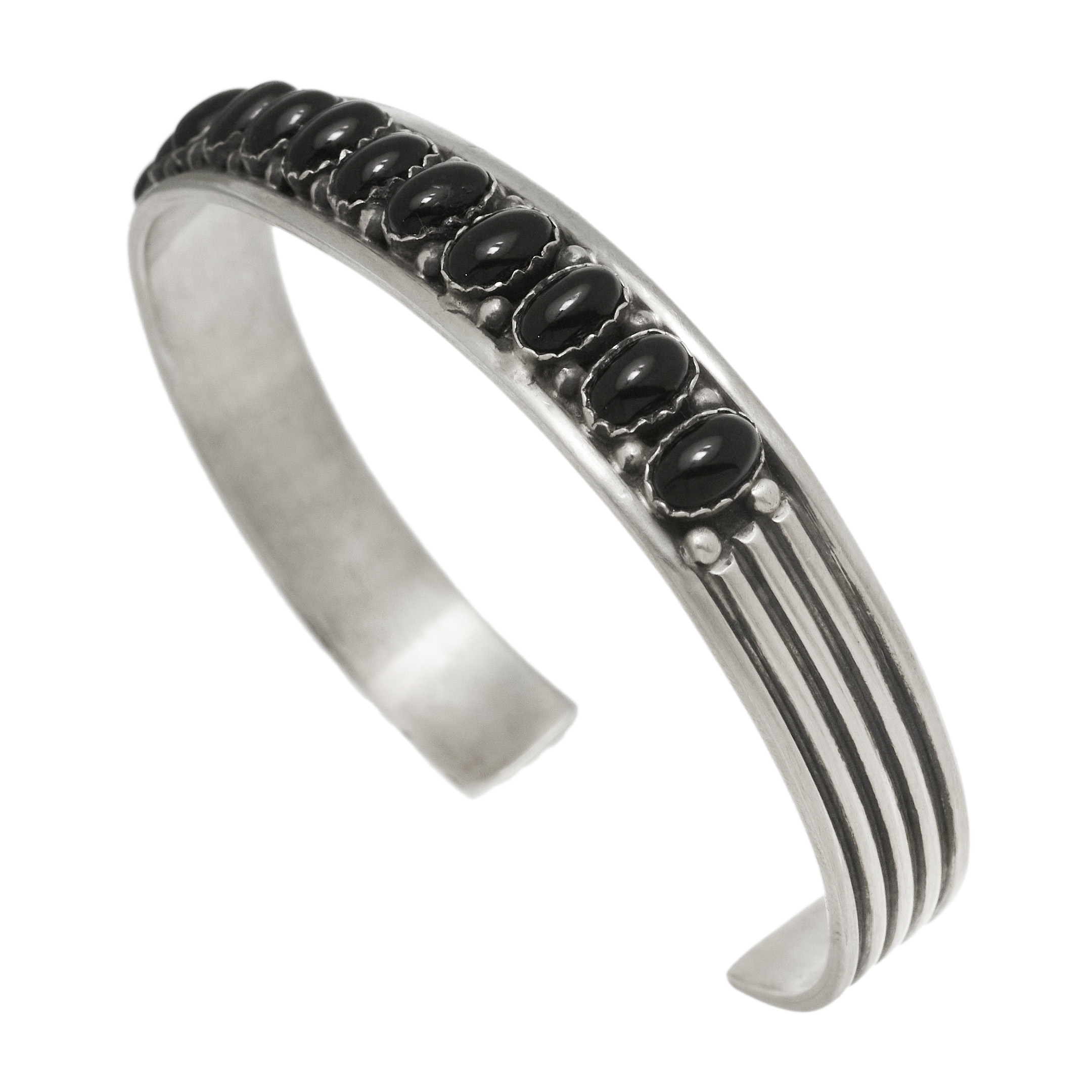 Onyx bracelet set in silver BR940 - Harpo Paris