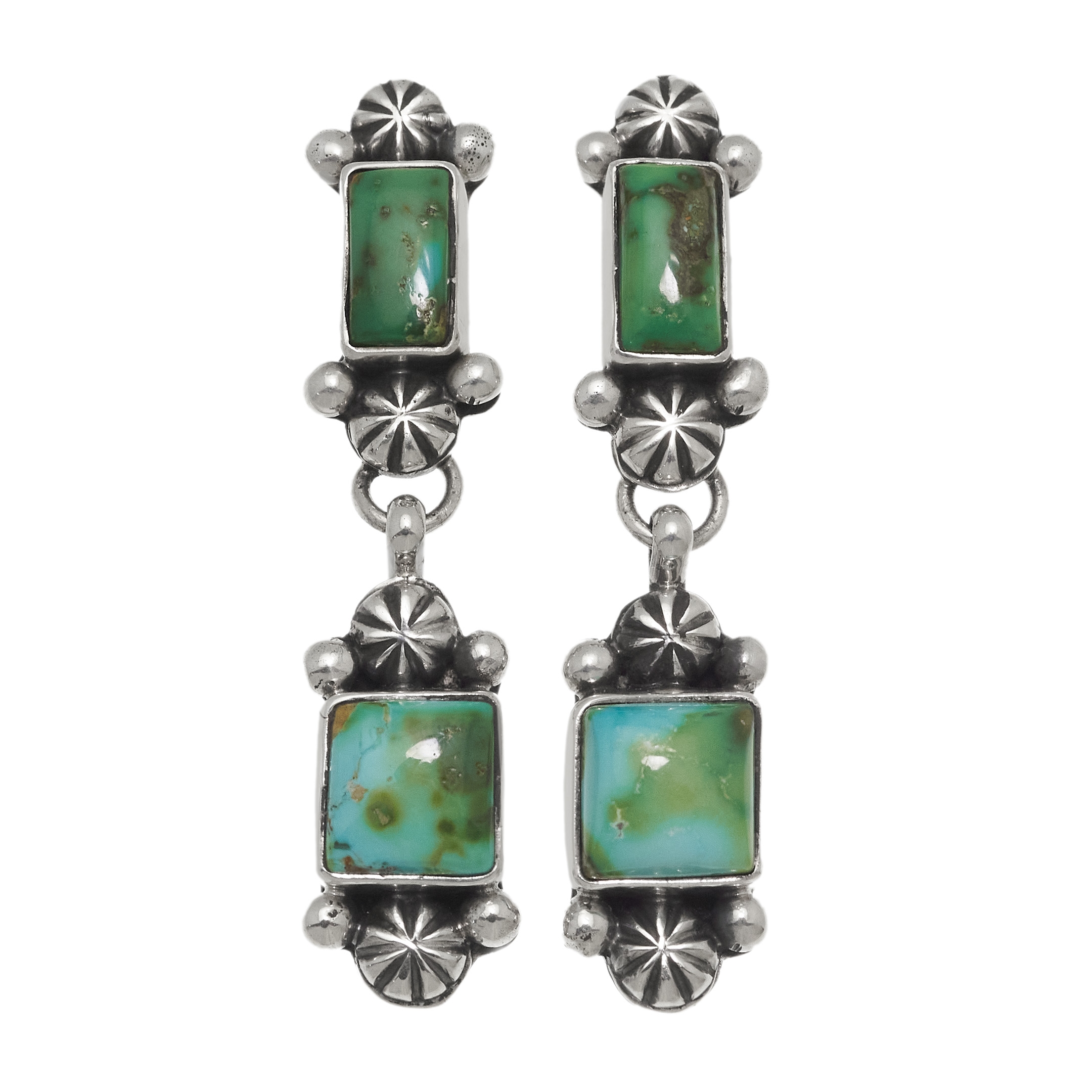 Navajo earrings in turquoise and silver BO467 - Harpo Paris