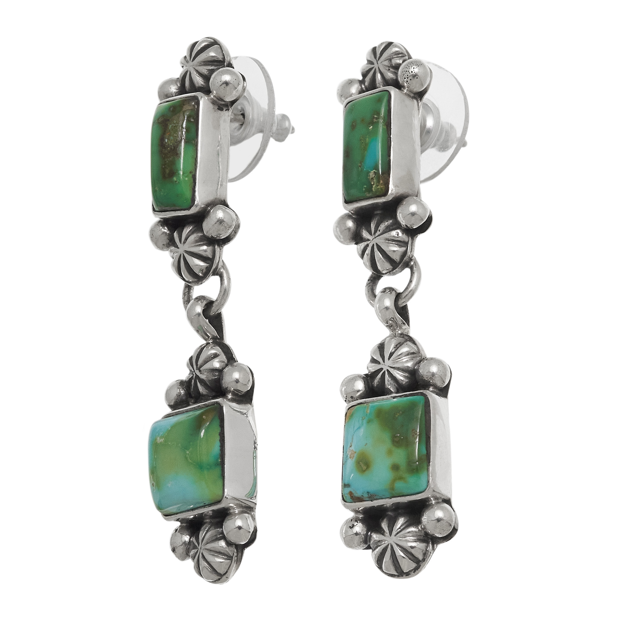 Navajo earrings in turquoise and silver BO467 - Harpo Paris