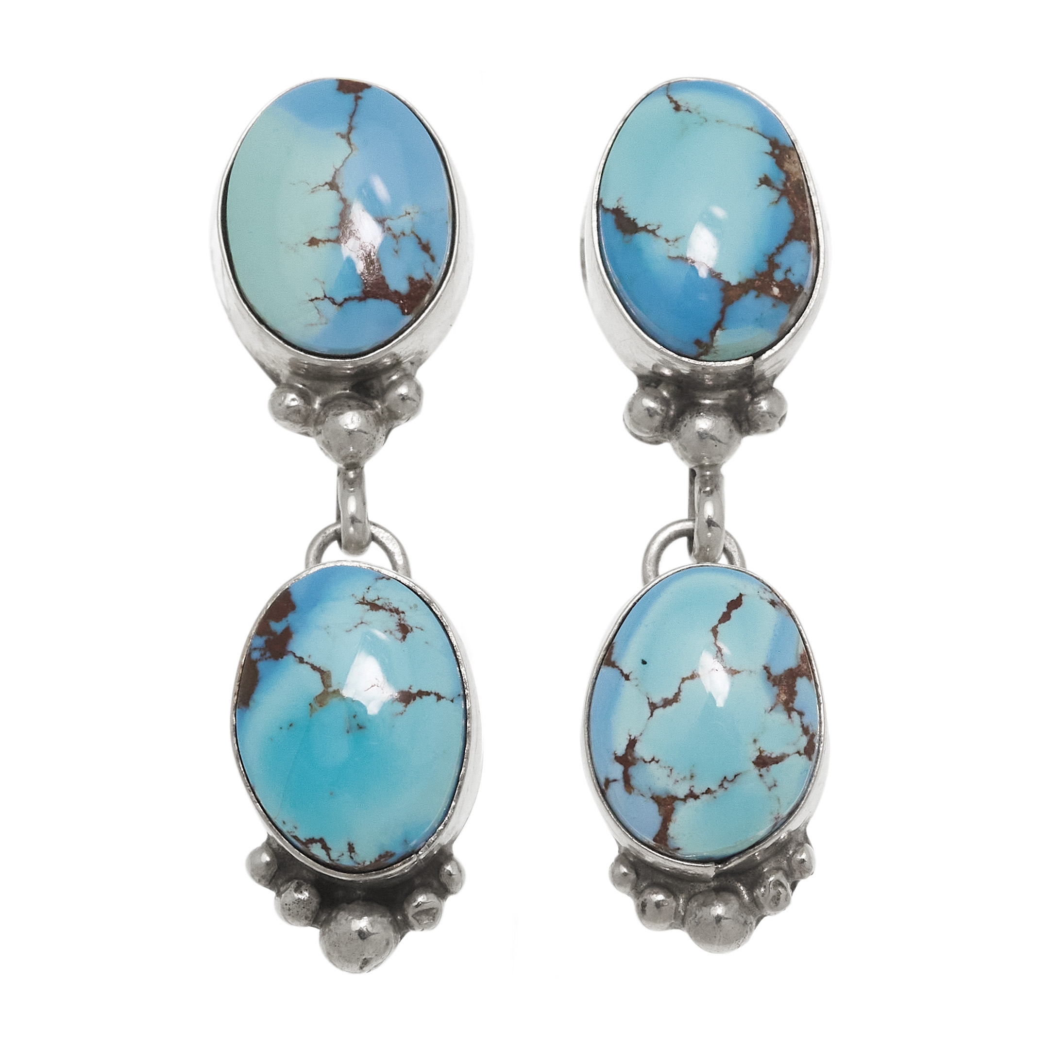 Turquoise and silver earrings BO468 - Harpo Paris