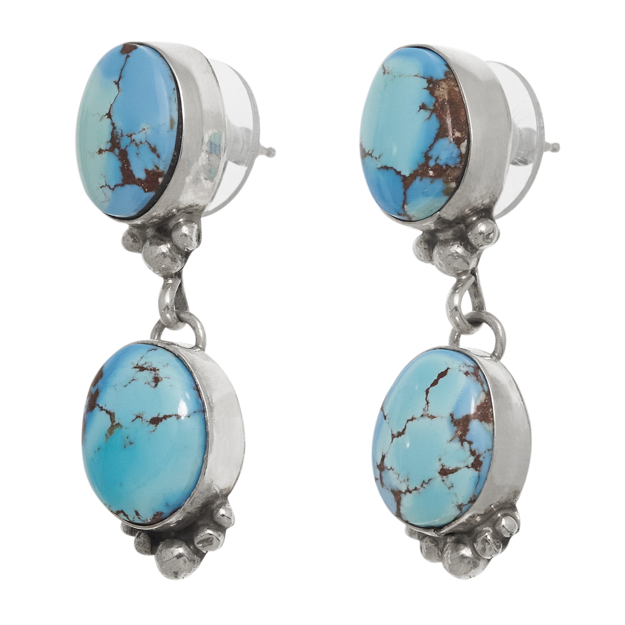 Turquoise and silver earrings BO468 - Harpo Paris