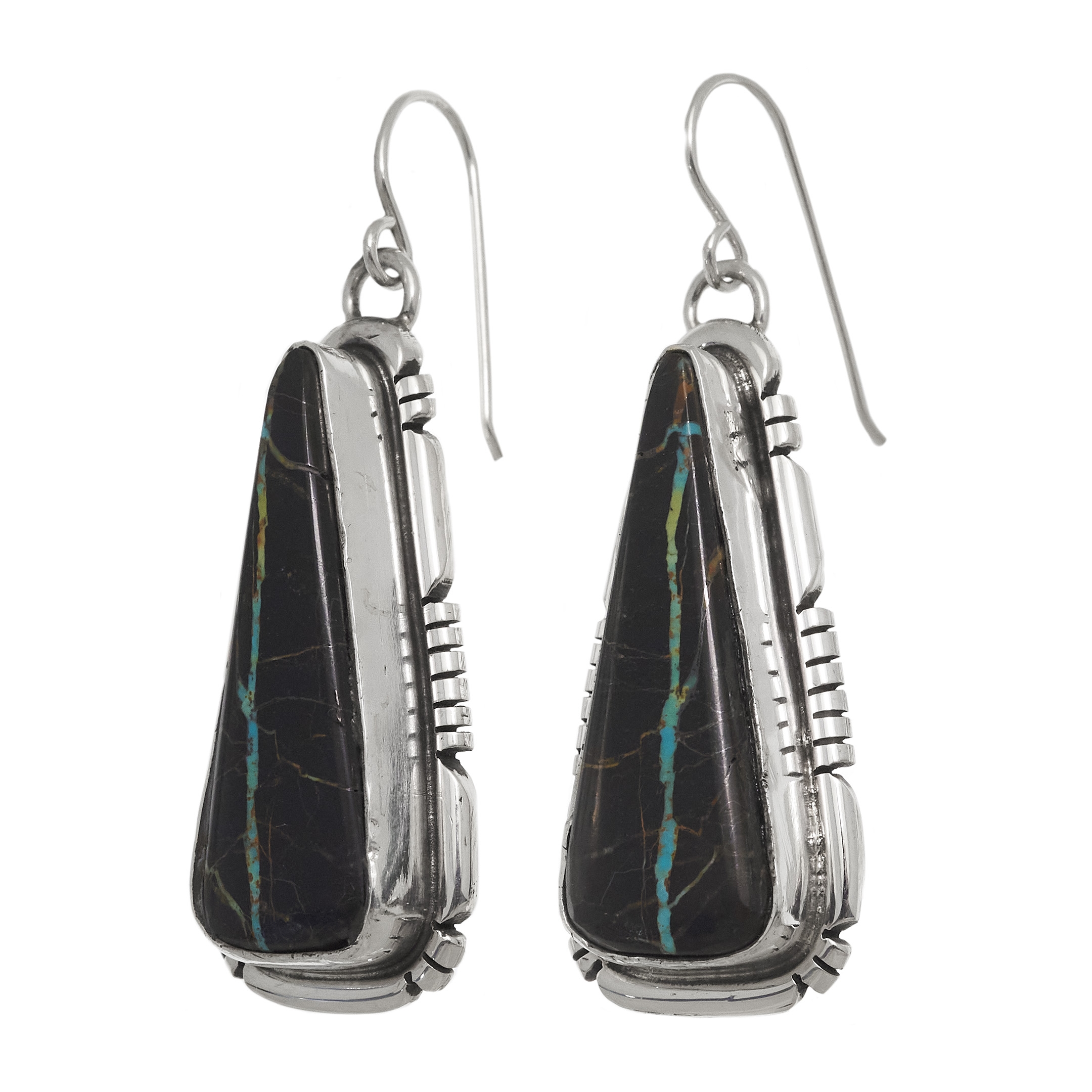 Turquoise and silver earrings BO469 - Harpo Paris