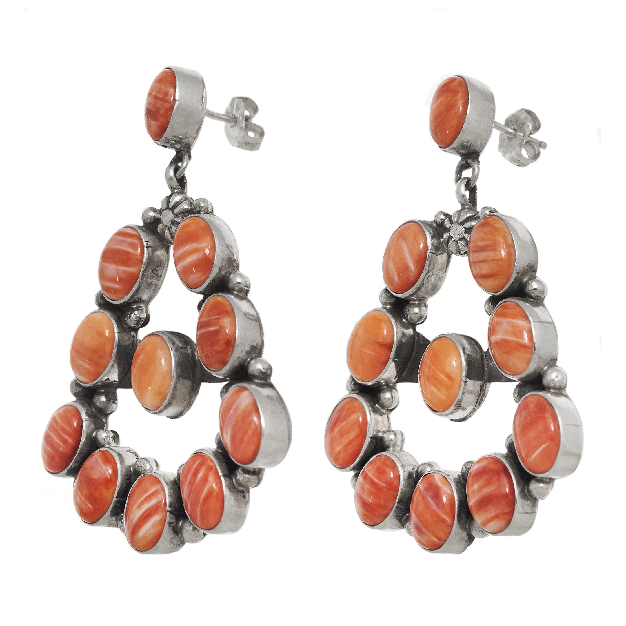 Spondylus and silver earrings BO470 - Harpo Paris