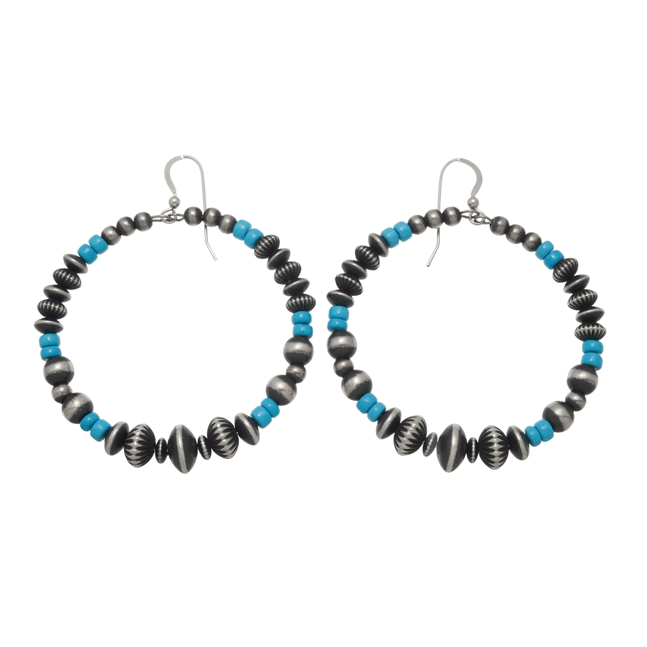 Silver and turquoise earrings BO472 - Harpo Paris