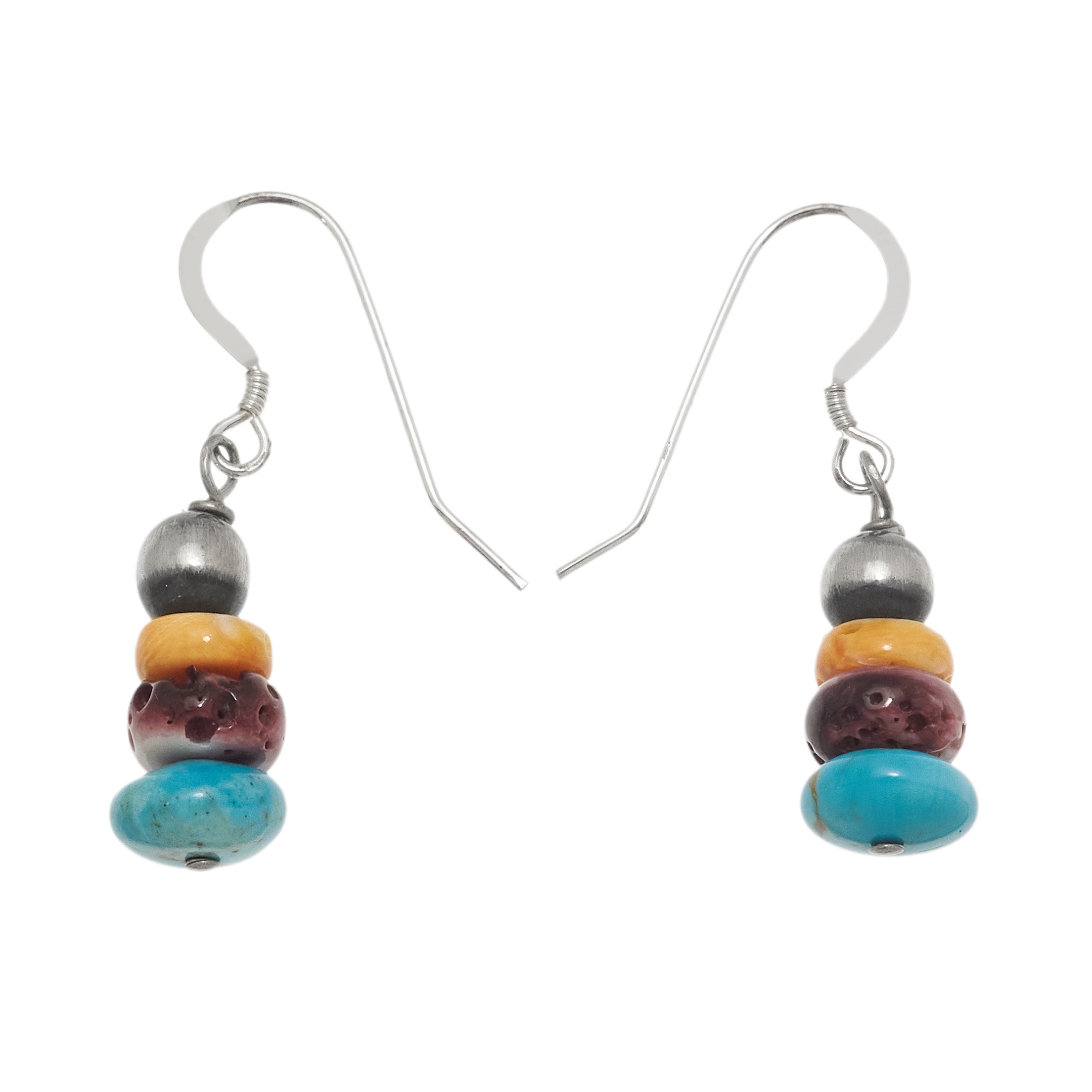 Boucles d'oreilles Harpo turquoise, spondylus et argent BO476 - Harpo Paris