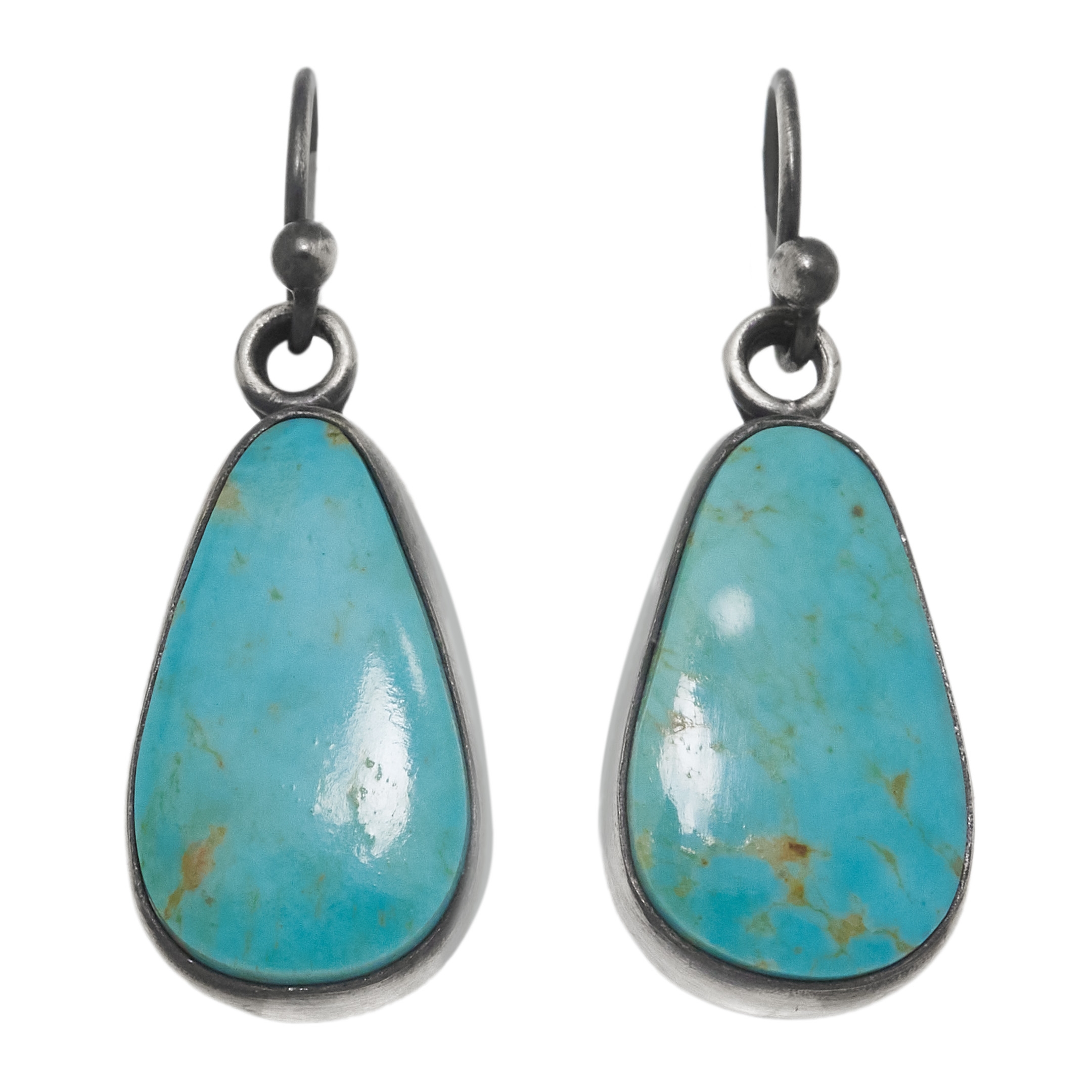 Sliced turquoise and silver earrings BO478 - Harpo Paris