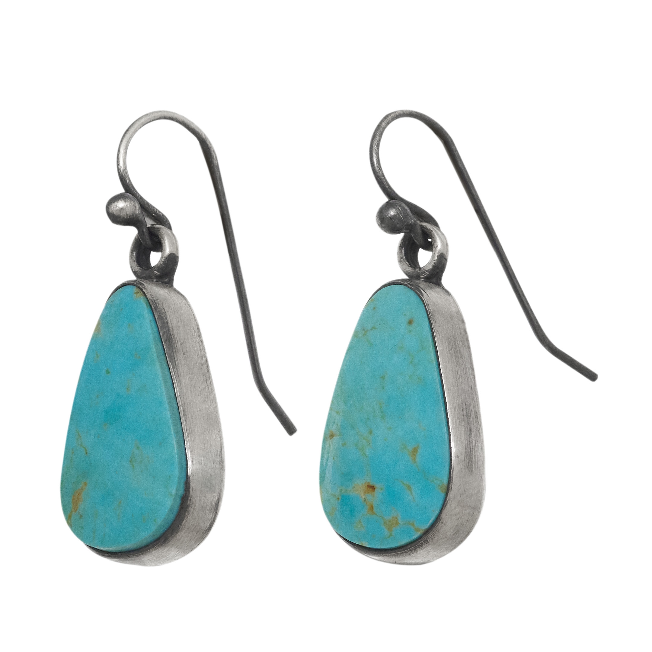 Sliced turquoise and silver earrings BO478 - Harpo Paris