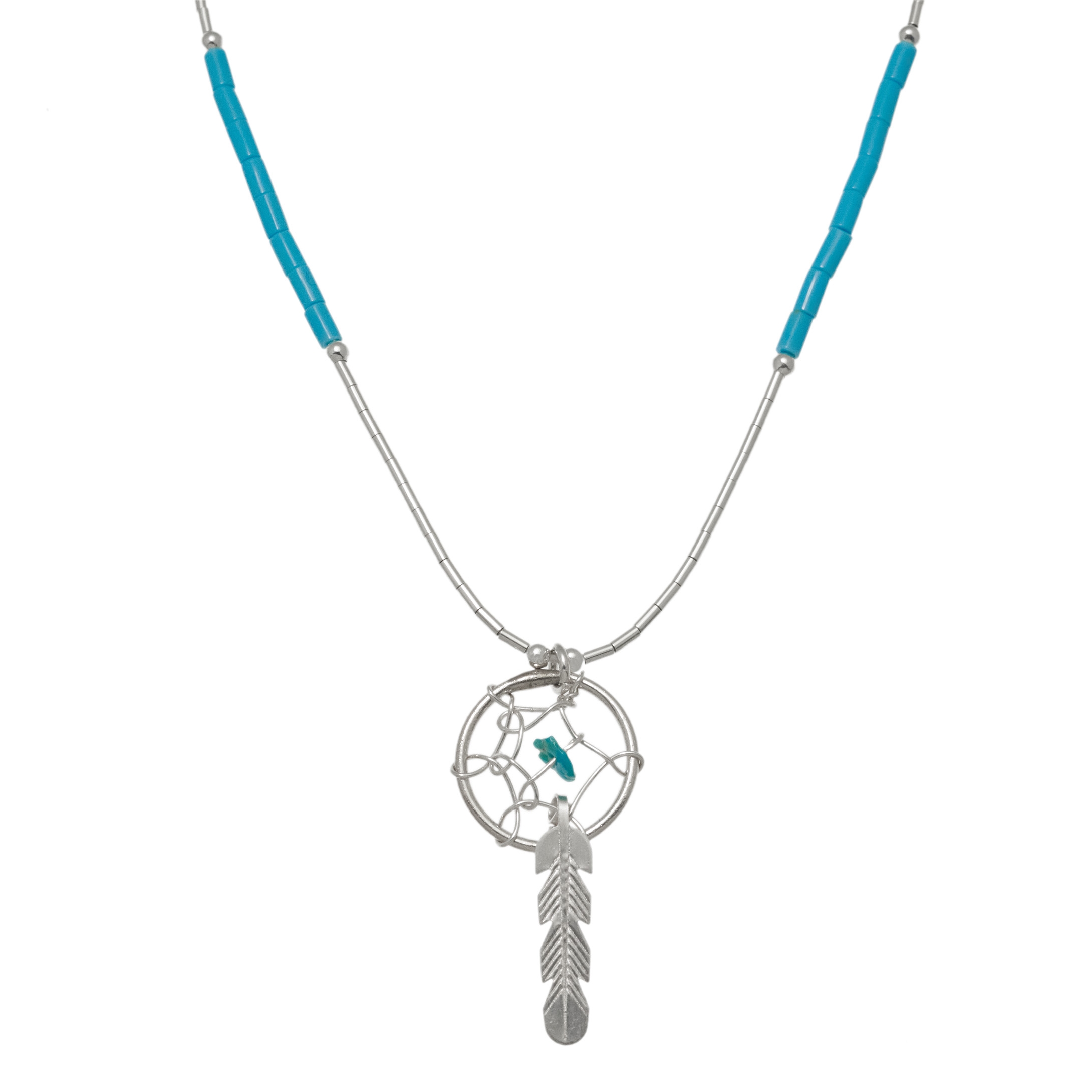Native American Dreamcatcher necklace made of Heishi beads. Harpo