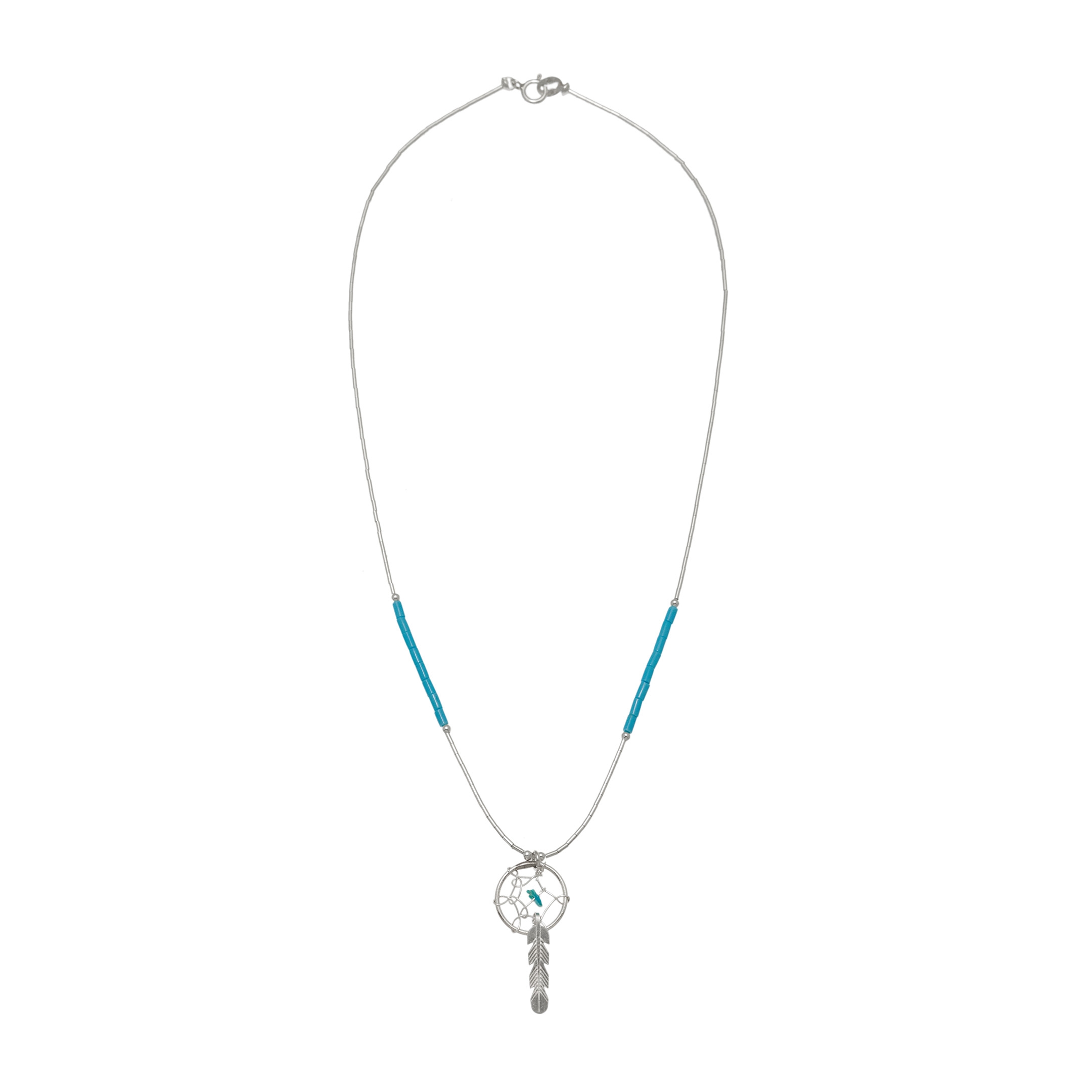 Native American Dreamcatcher necklace made of Heishi beads. Harpo