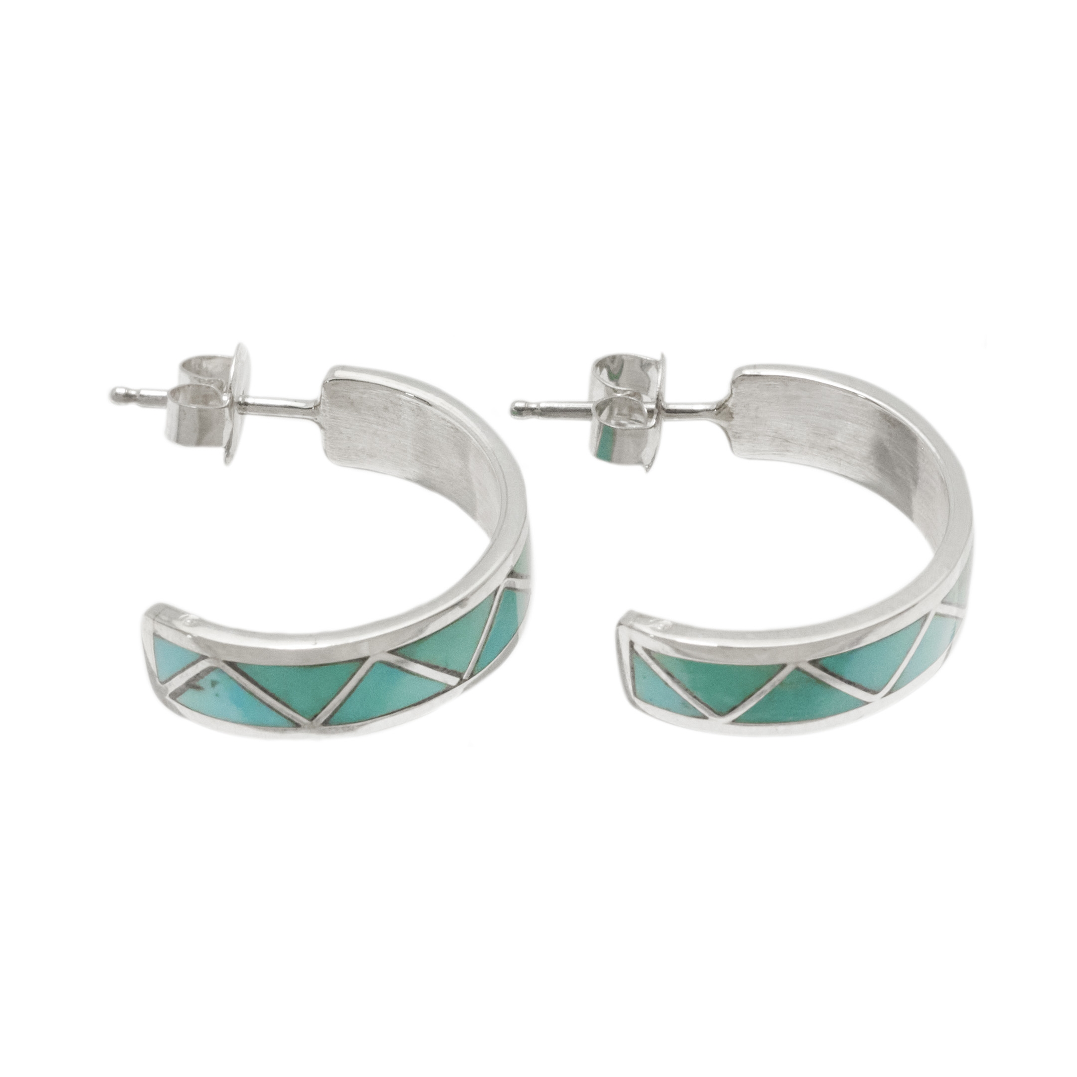 Turquoise and silver earrings BO481 - Harpo Paris