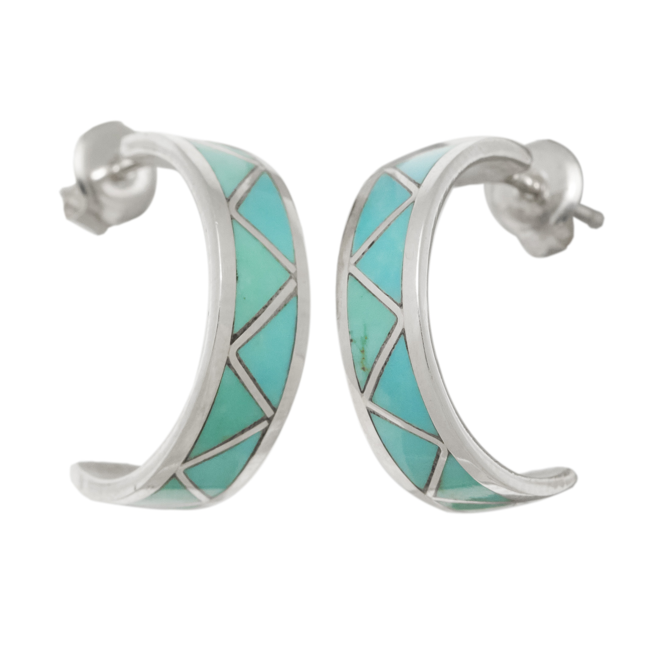 Turquoise and silver earrings BO481 - Harpo Paris