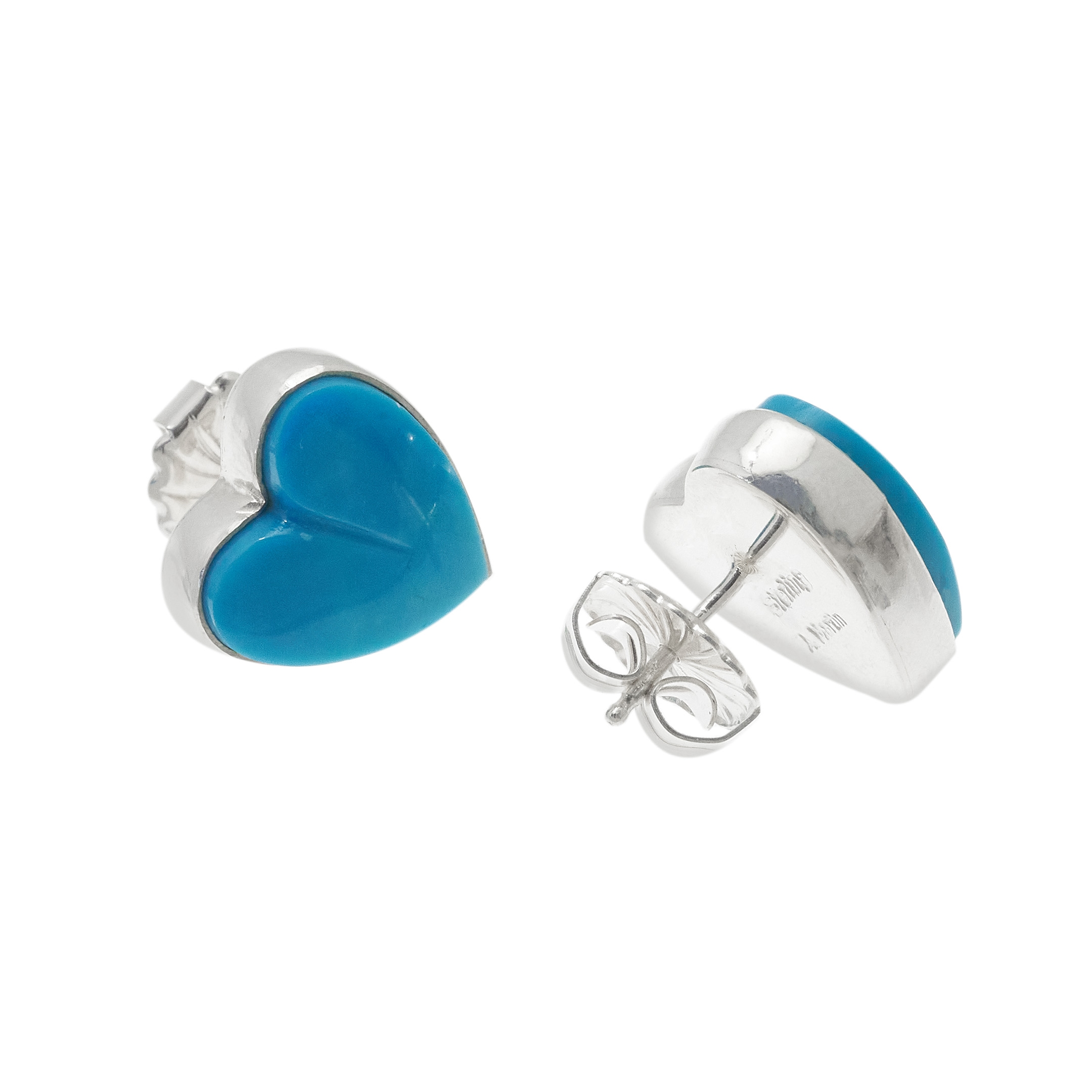 Turquoise and silver earrings BO482 - Harpo Paris