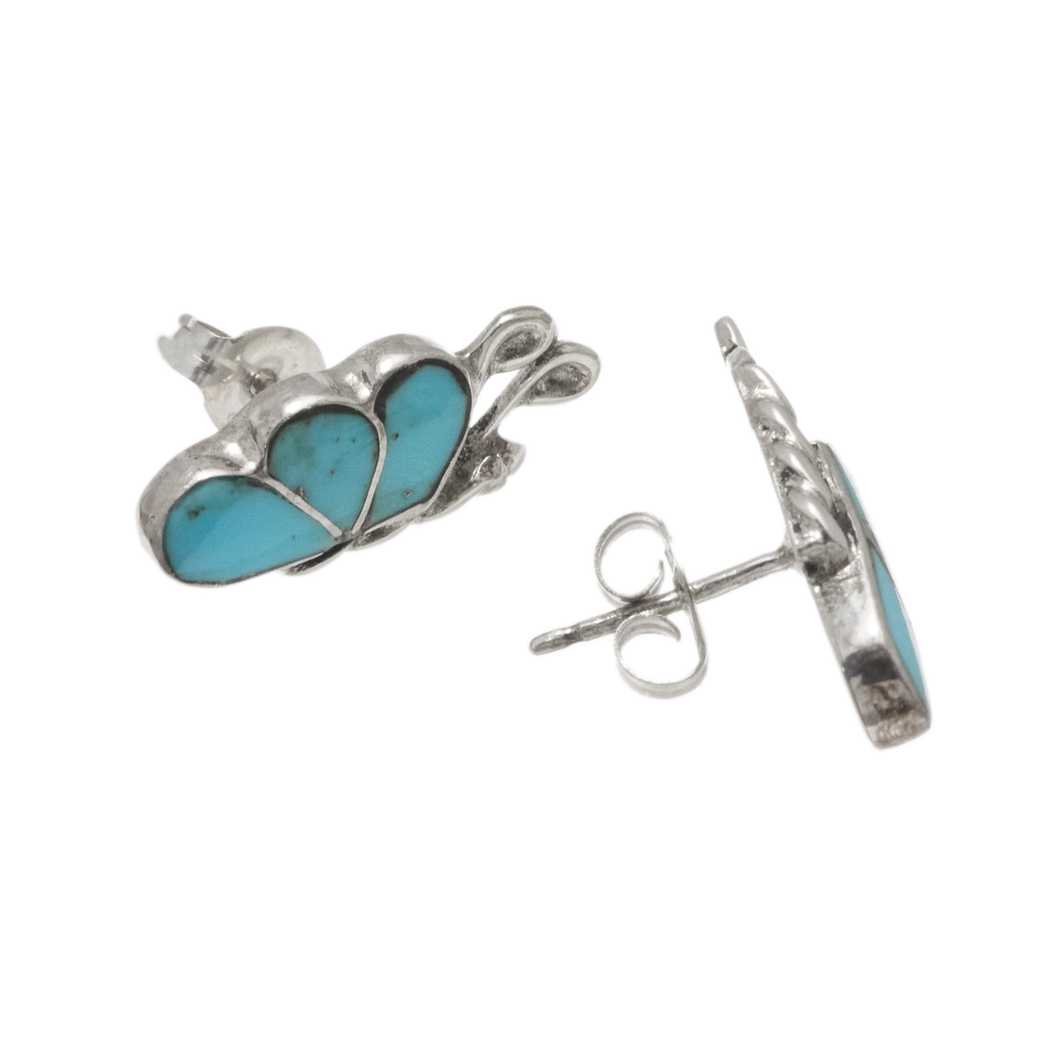 Boucles d'oreilles Zuni, papillons en argent et marqueterie, BO485 - Harpo Paris