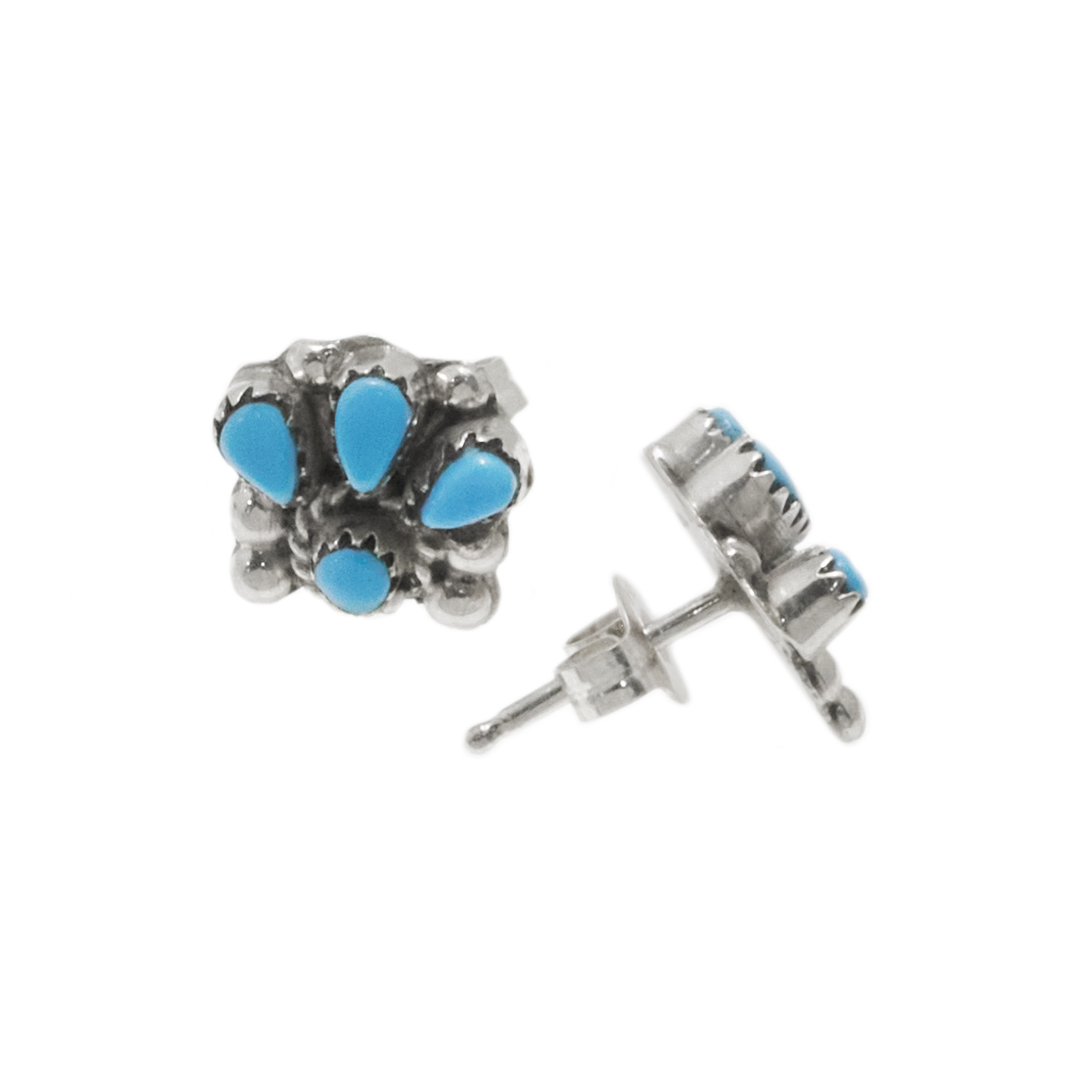 Turquoise and silver studs BO488 - Harpo Paris
