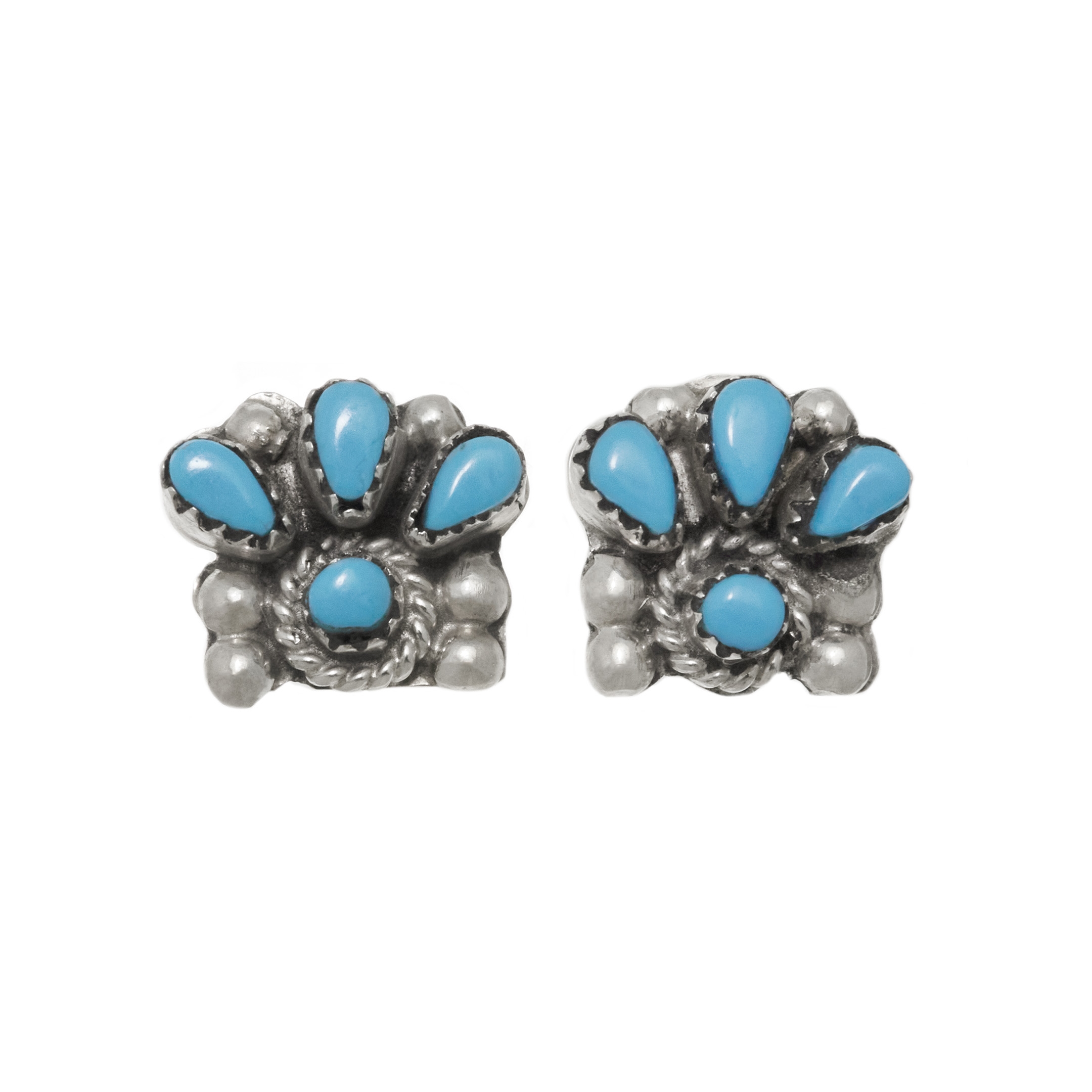 Boucles d'oreilles turquoise et argent BO488 - Harpo Paris