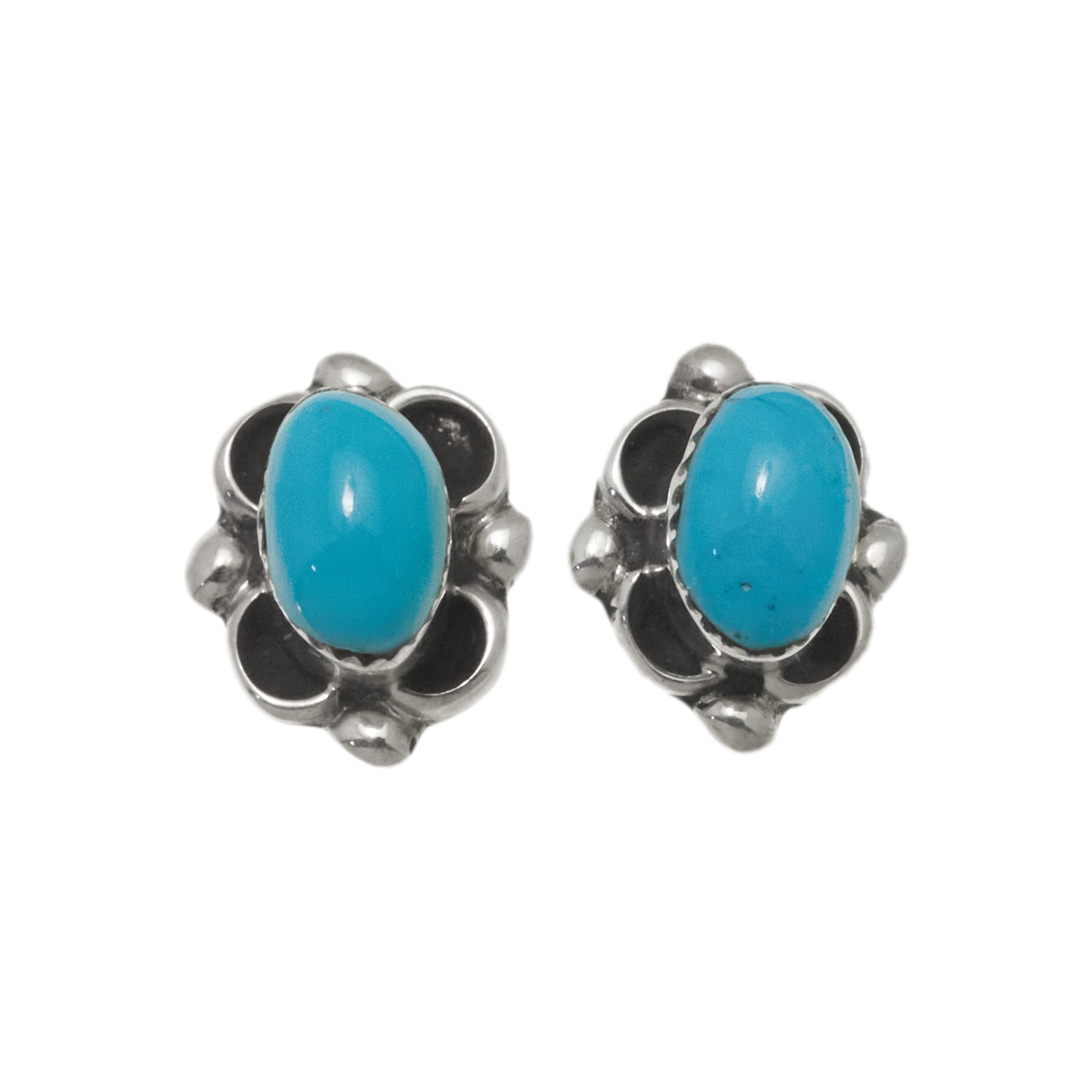 Turquoise and silver earrings BO490 - Harpo Paris