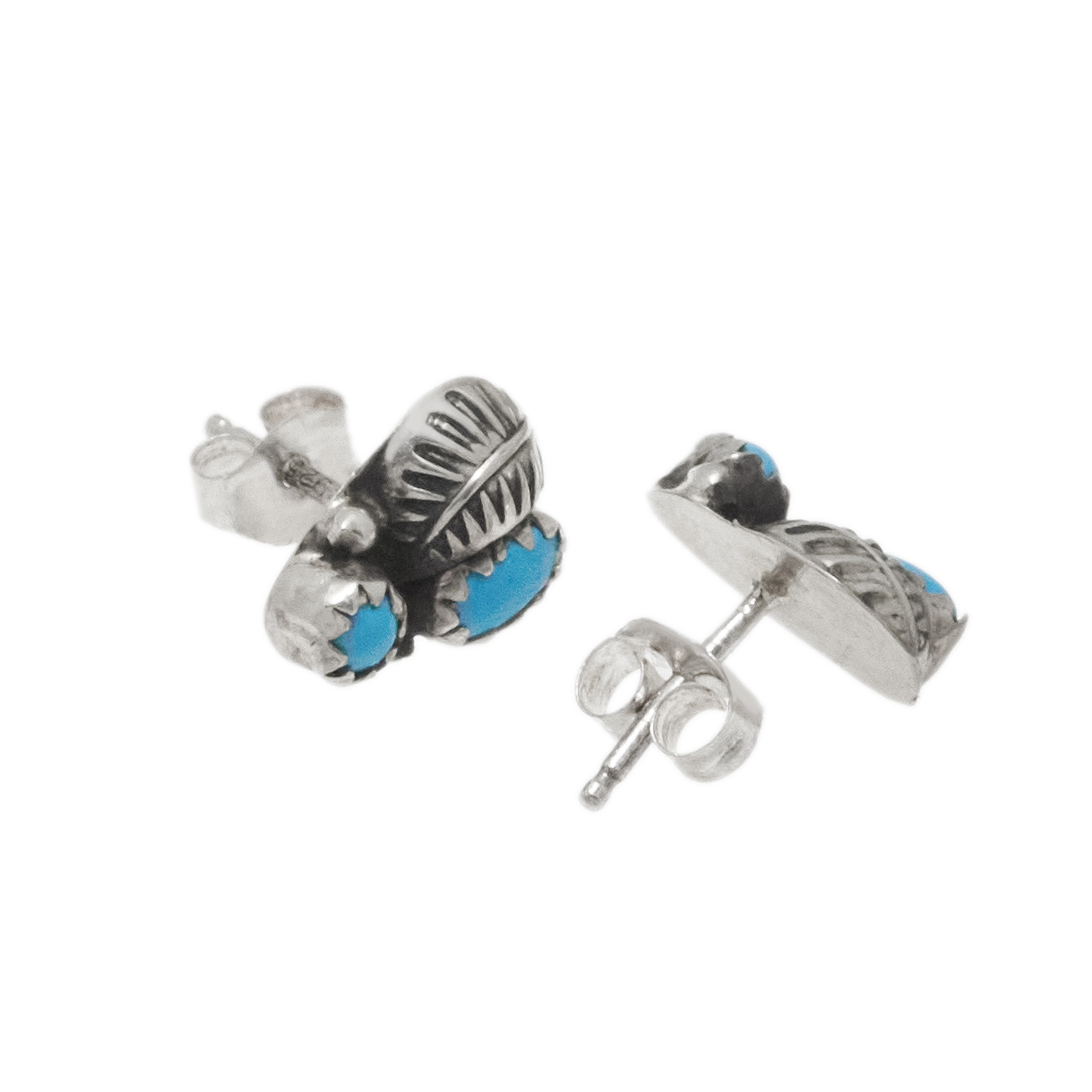 Puces turquoise et argent BO489 - Harpo Paris
