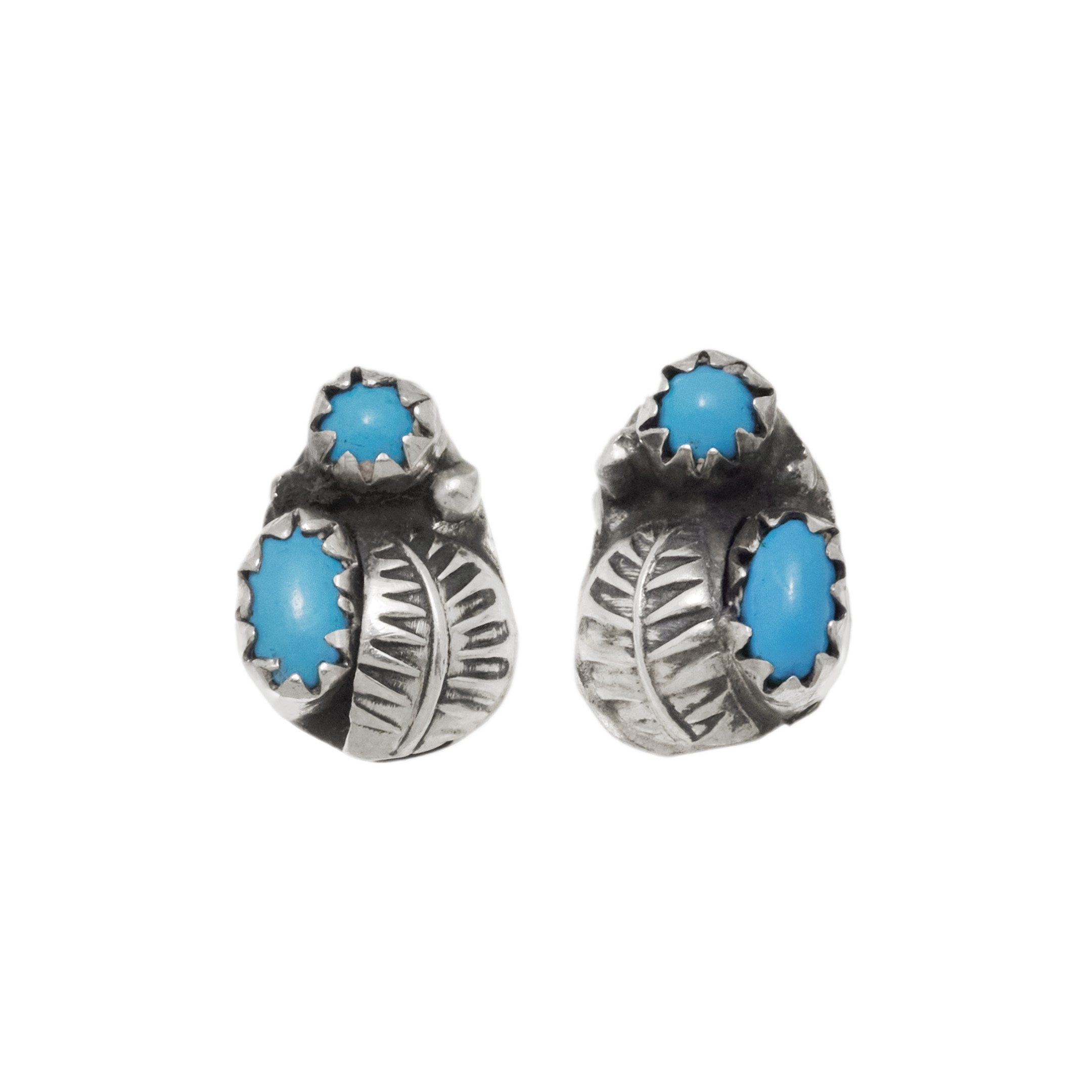 Turquoise and silver earrings BO489 - Harpo Paris